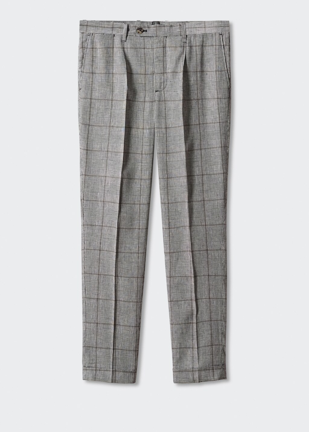 Prince of Wales linen-blend trousers - Men | MANGO OUTLET USA