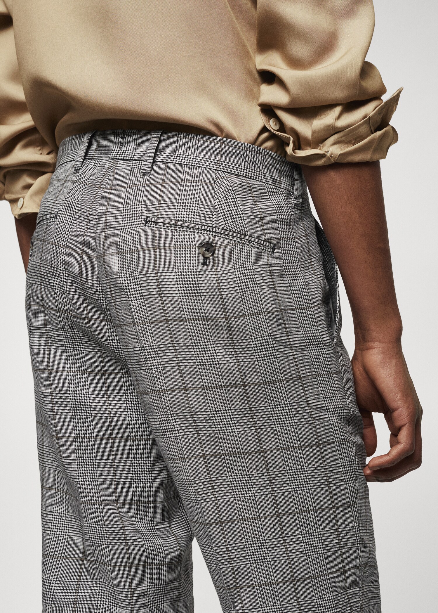 Pantaloni lino principe di galles Uomo MANGO OUTLET Italia