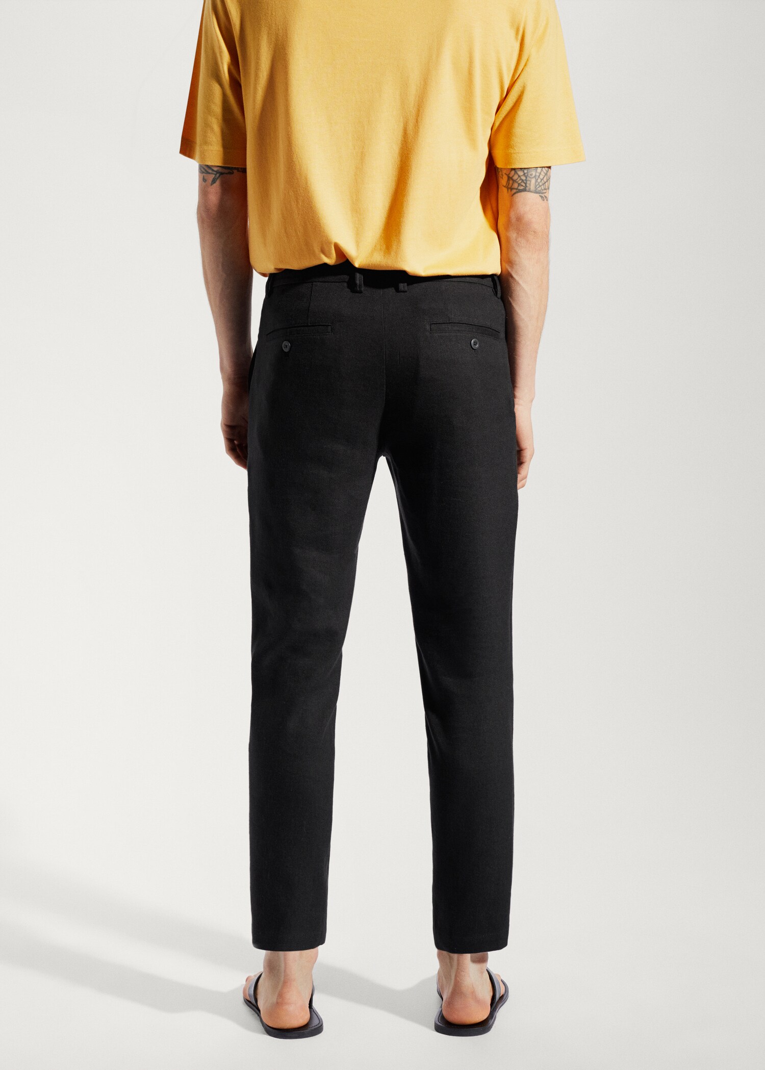 Linen slim-fit trousers with inner drawstring - Reverse of the article