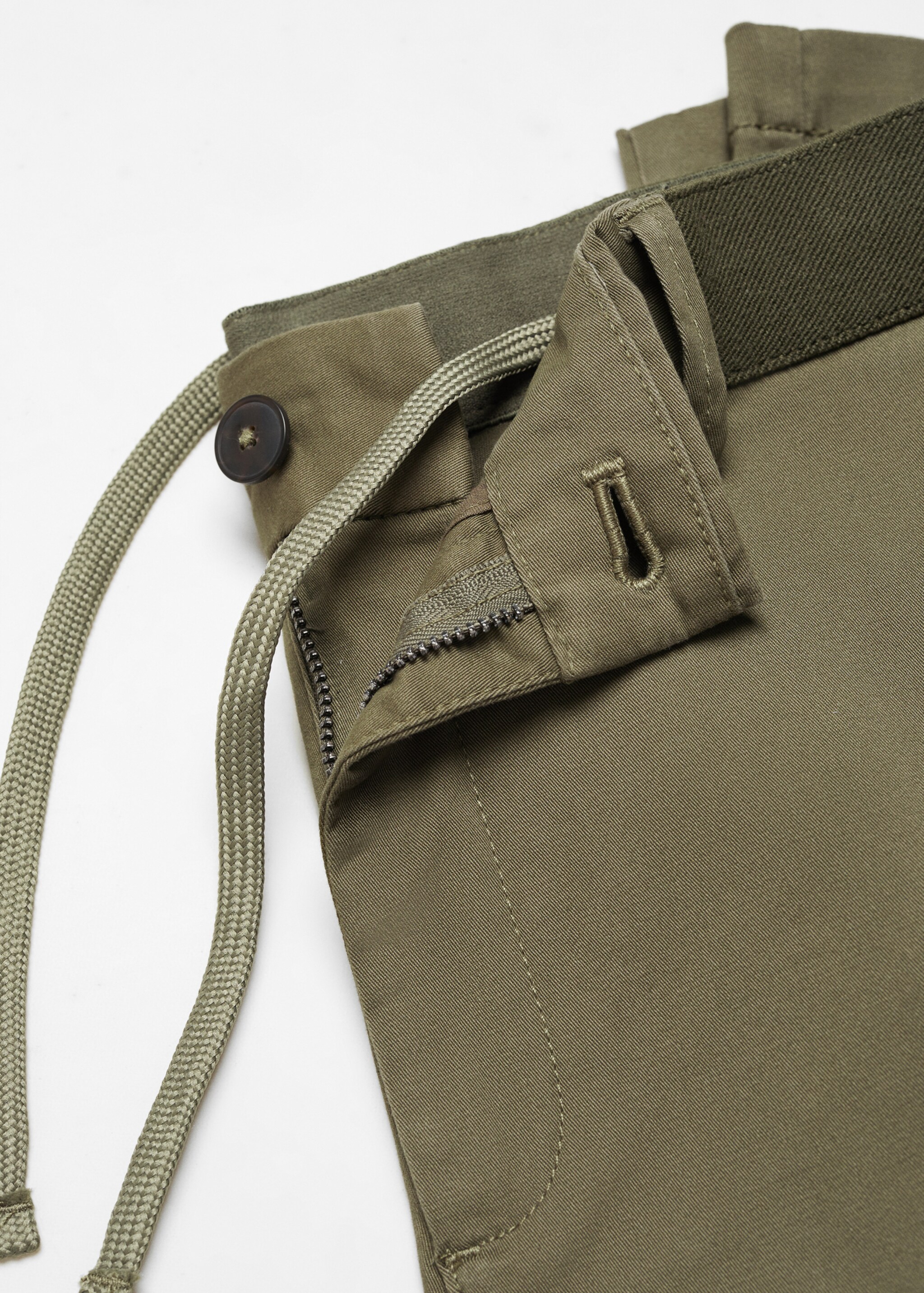 Cotton tapered crop trousers - Details of the article 8, Medium Green. Ref: 57040567-00.