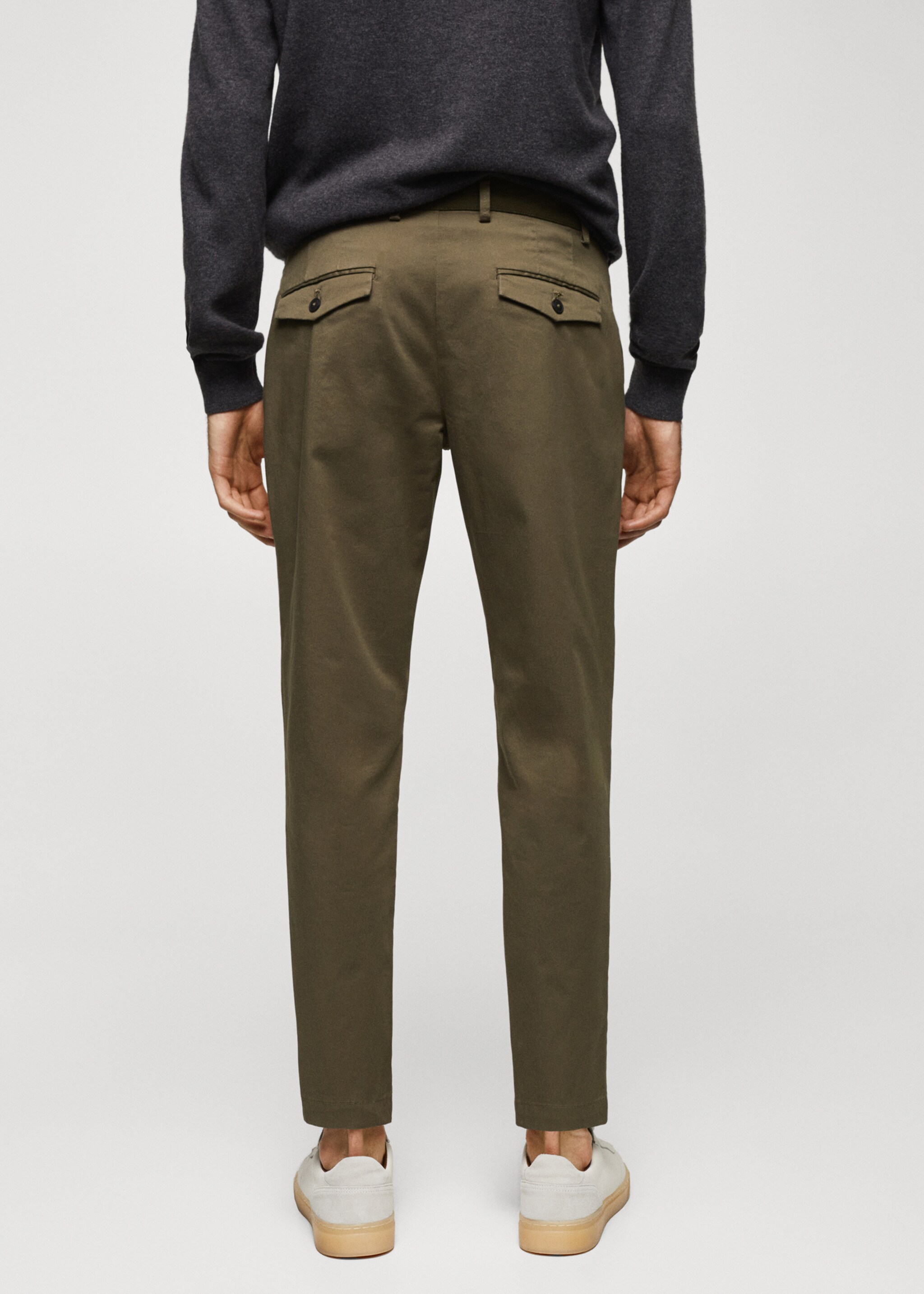 Cotton tapered crop trousers - Reverse of the article, Medium Green. Ref: 57040567-00.