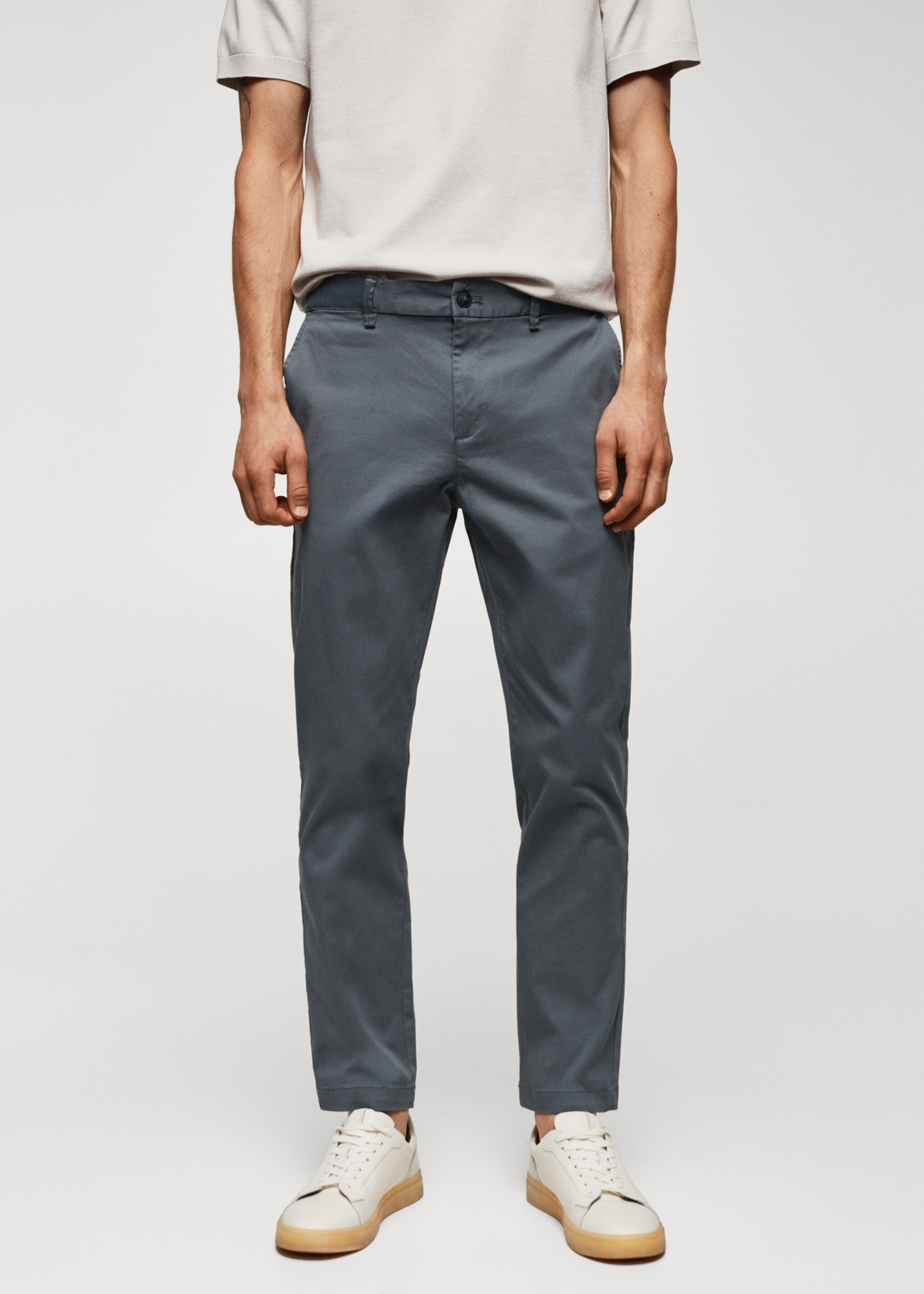 Pantalons cotó tapered crop - Pla mig