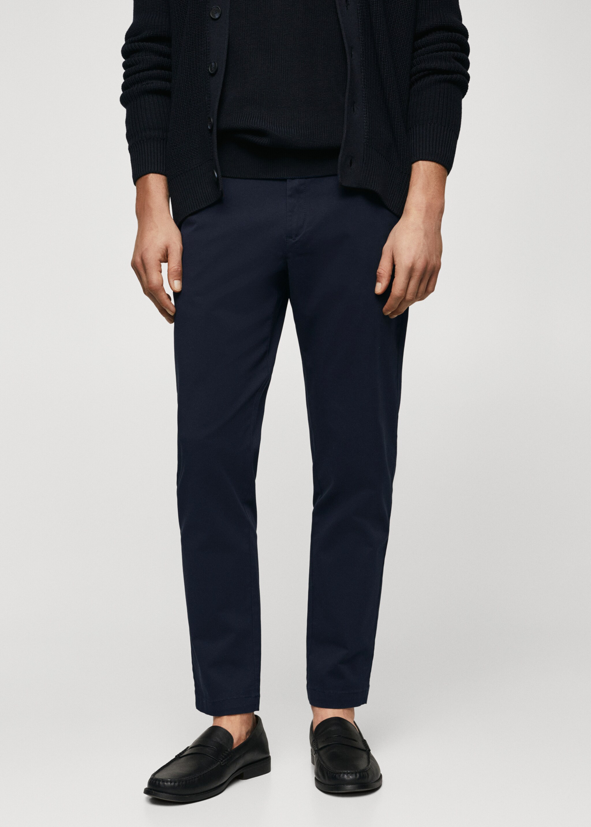 Cotton tapered crop trousers - Medium plane, Dark Navy. Ref: 57040567-00.