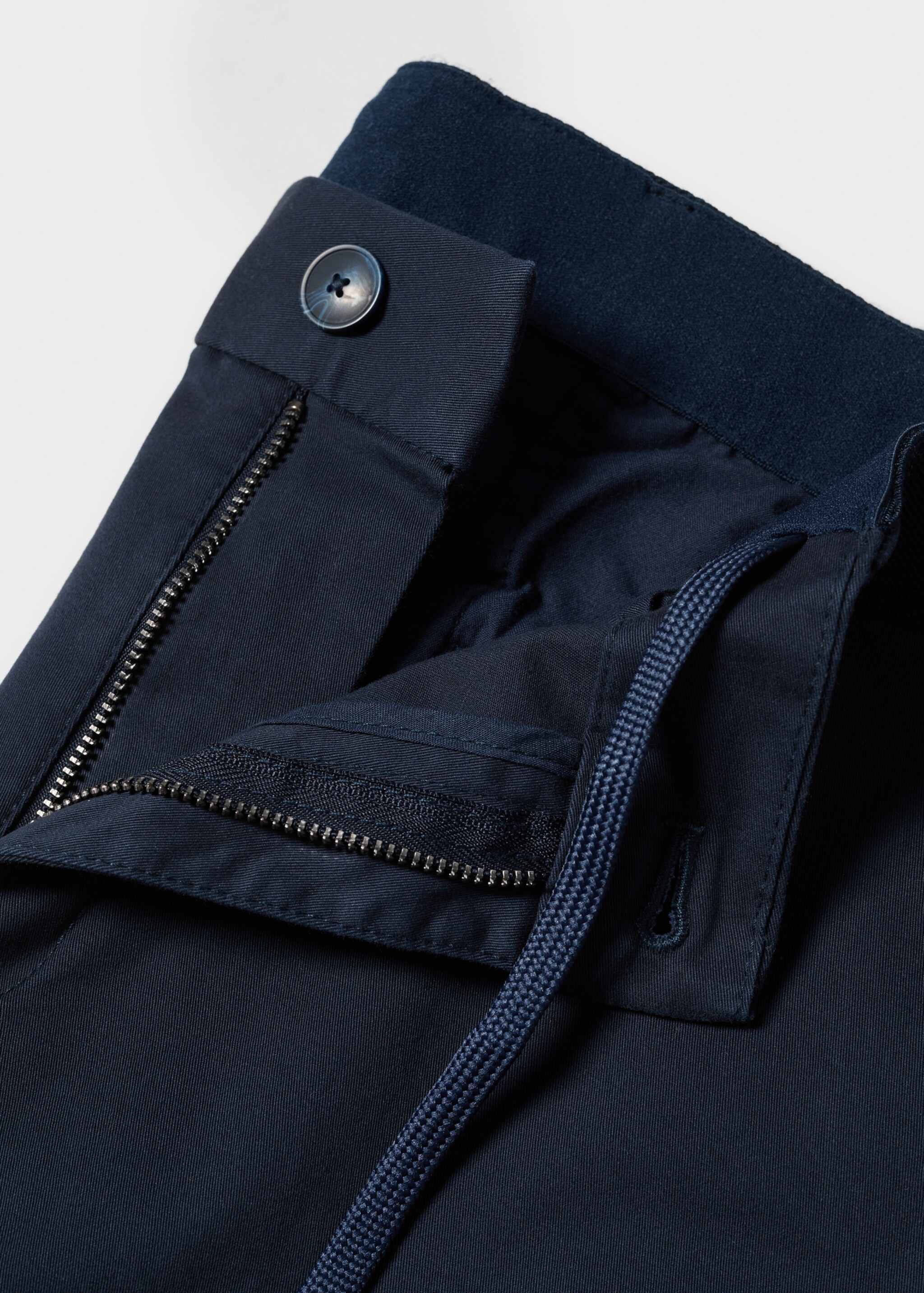 Cotton tapered crop trousers - Details of the article 8, Dark Navy. Ref: 57040567-00.
