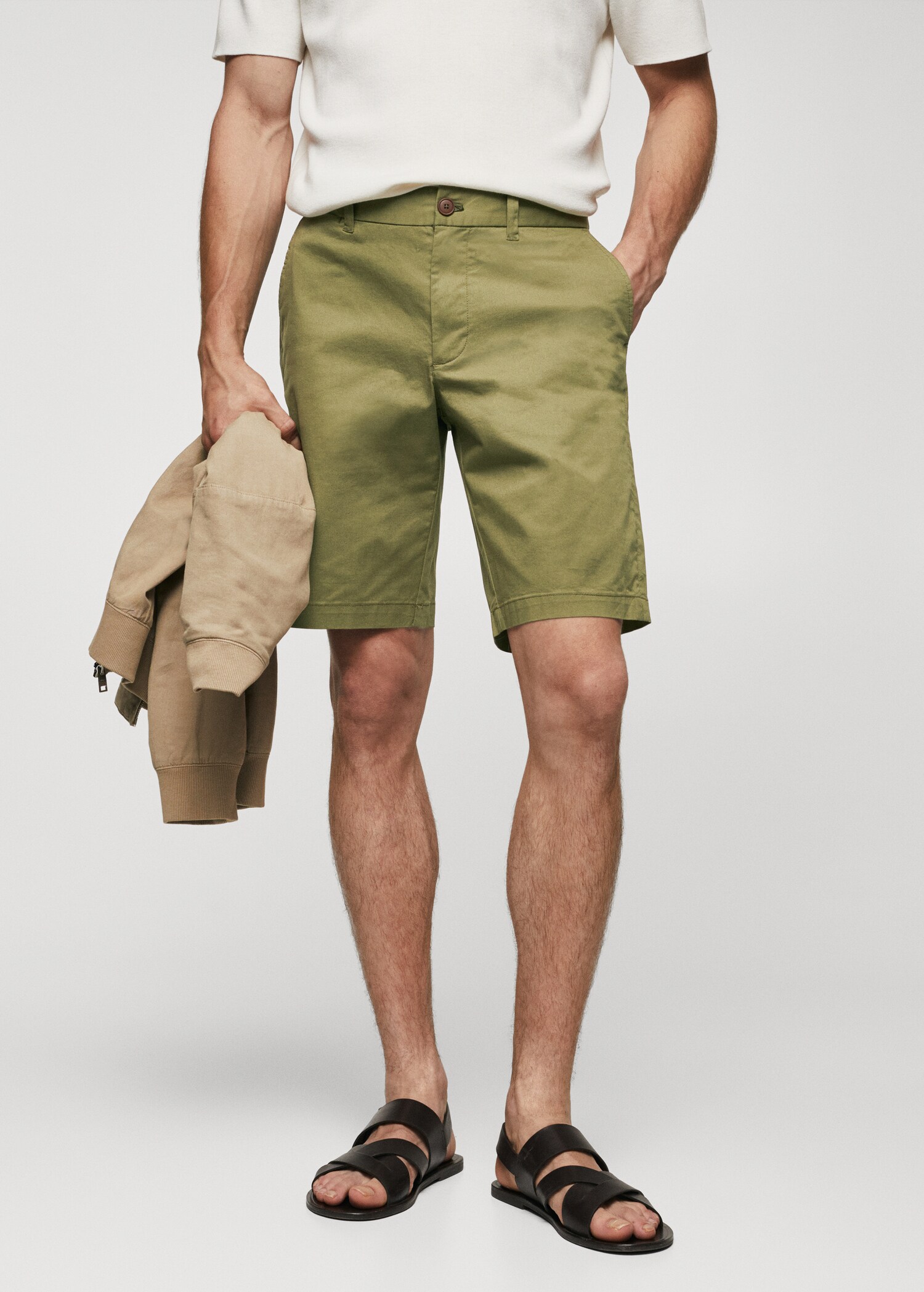 Slim-fit chino cotton bermuda shorts - Medium plane