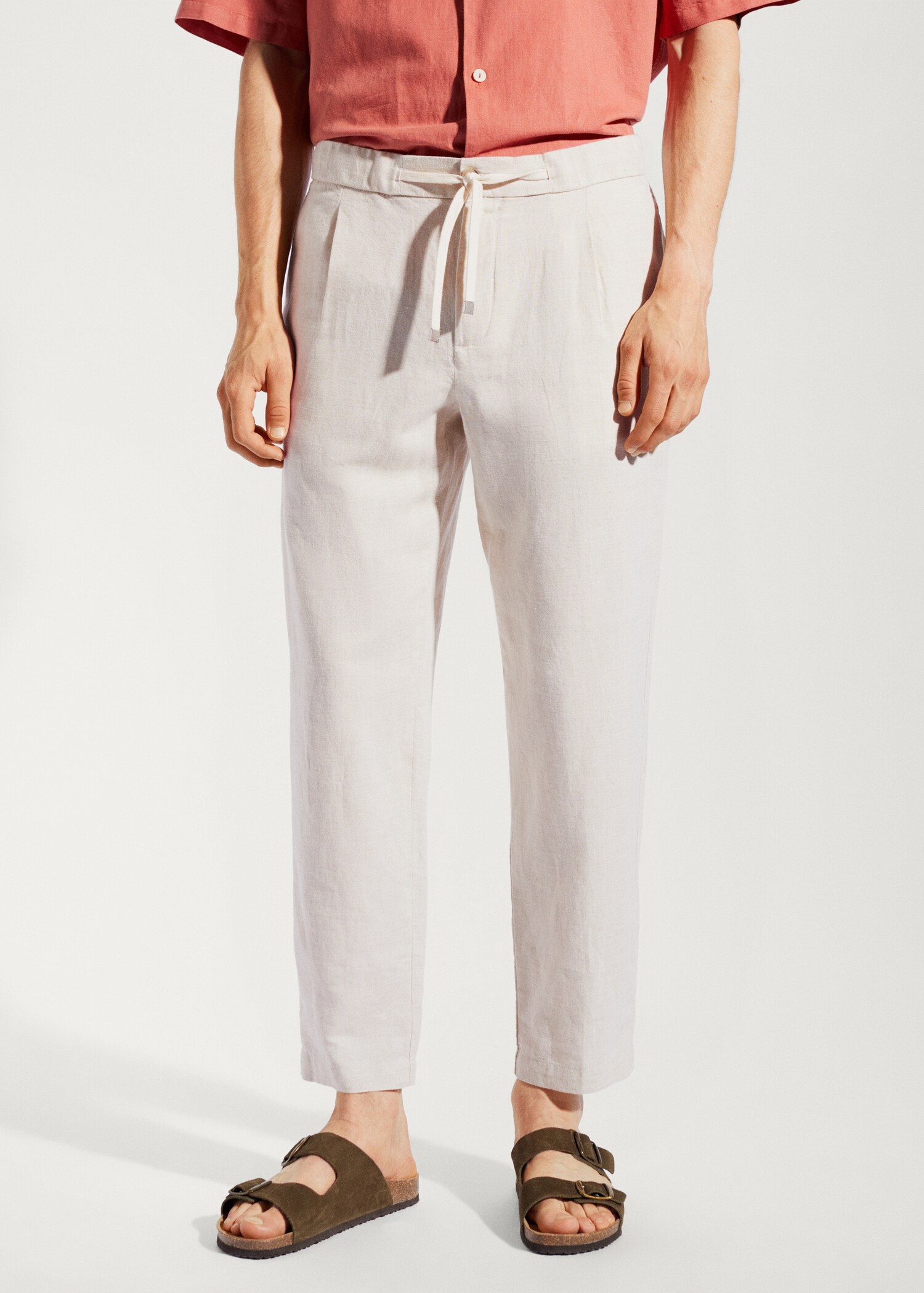 Slim-fit trousers with drawstring - Medium plane