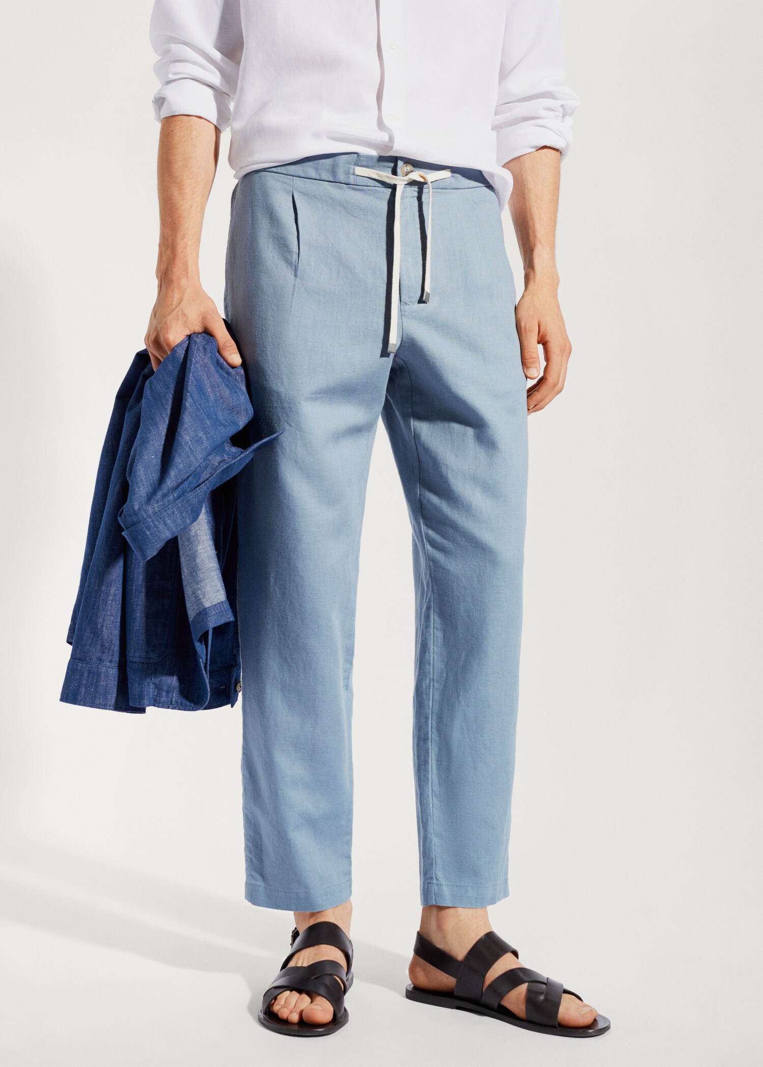 Slim-fit trousers with drawstring - Medium plane