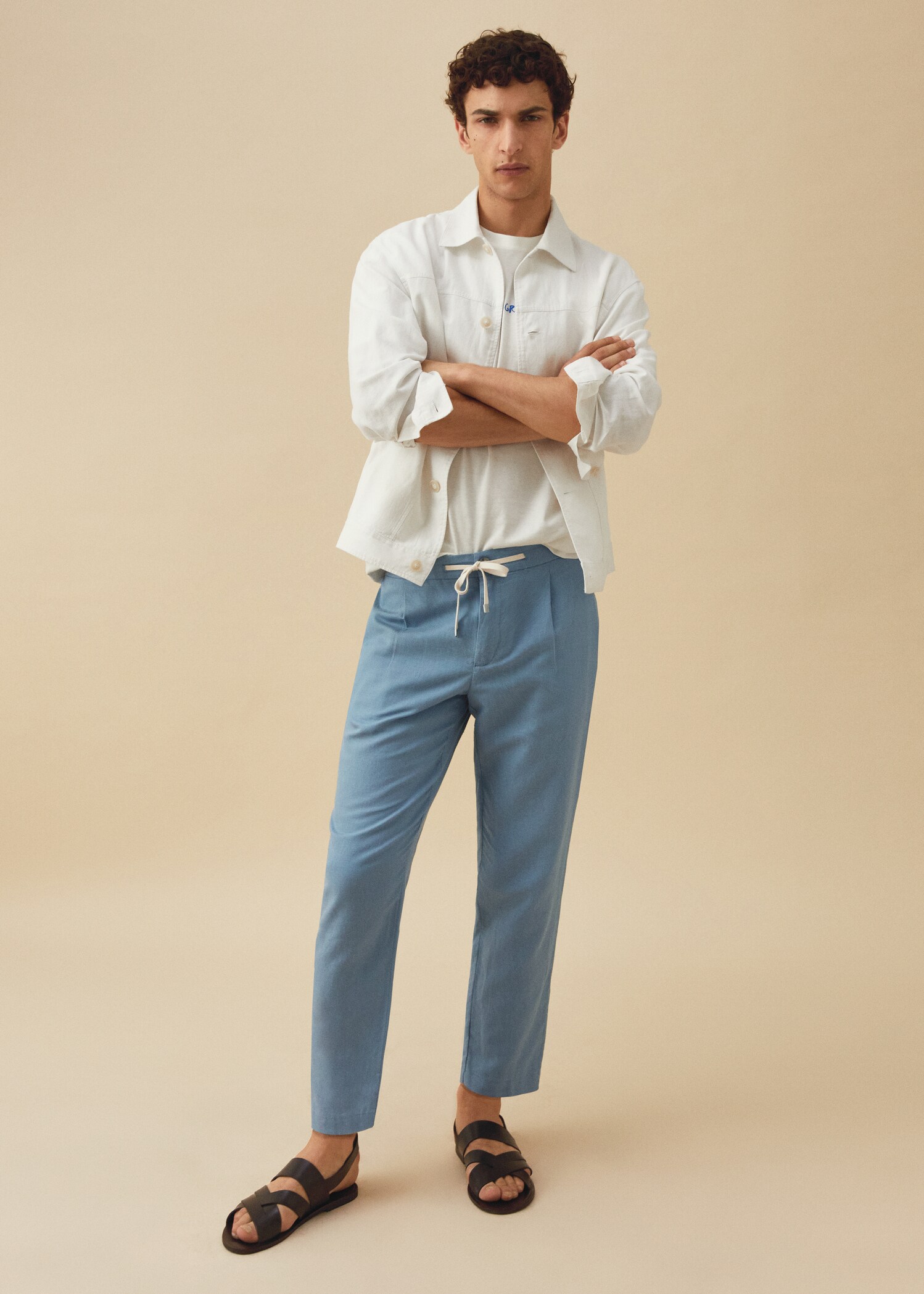 Slim-fit trousers with drawstring - Details of the article 6