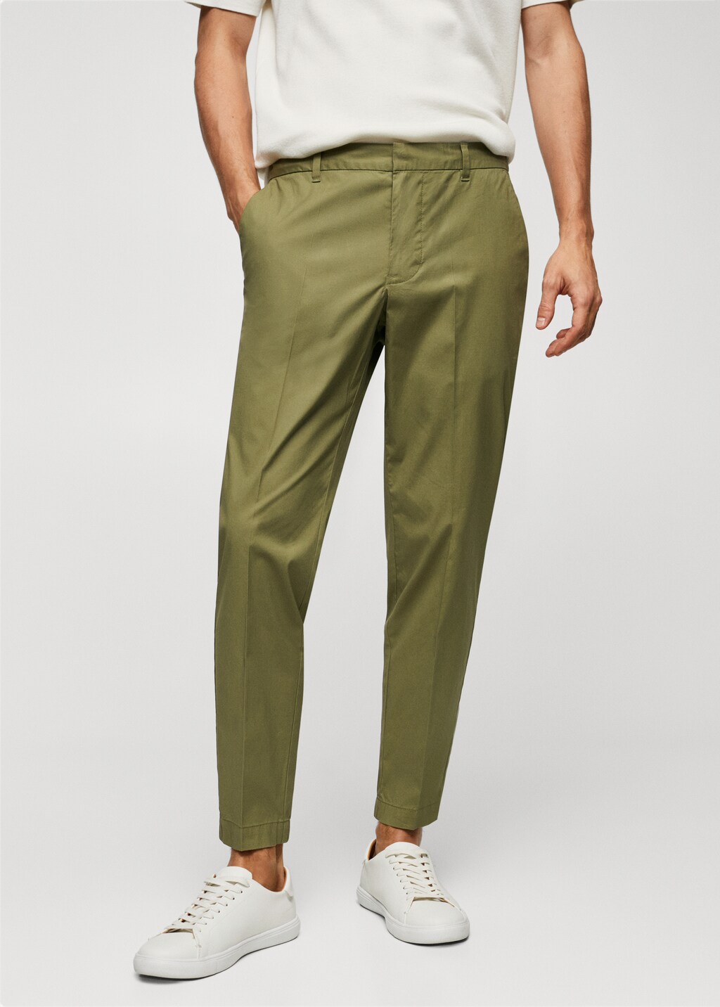 Slim fit cotton trousers