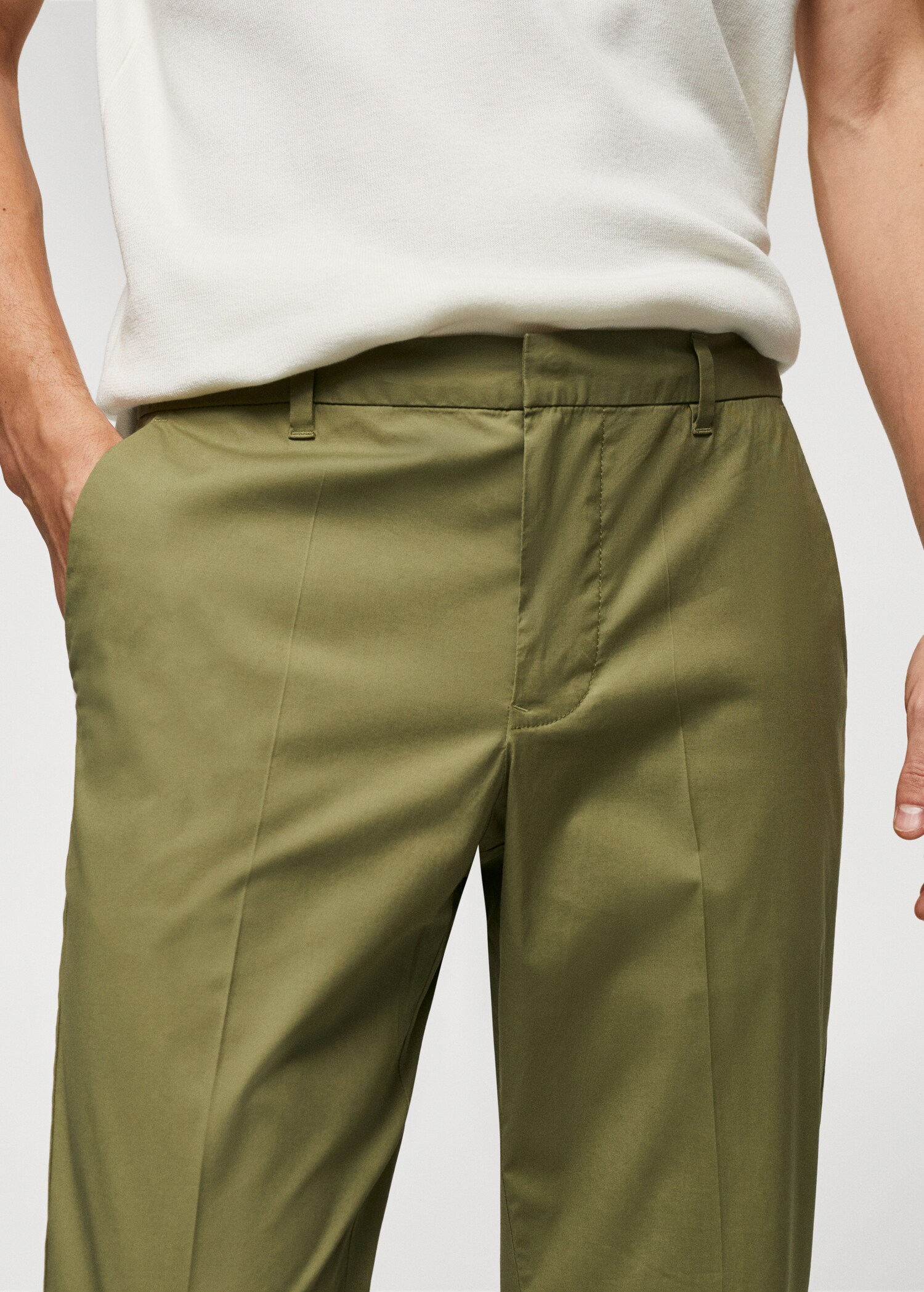 Slim-fit cotton trousers - Details of the article 1