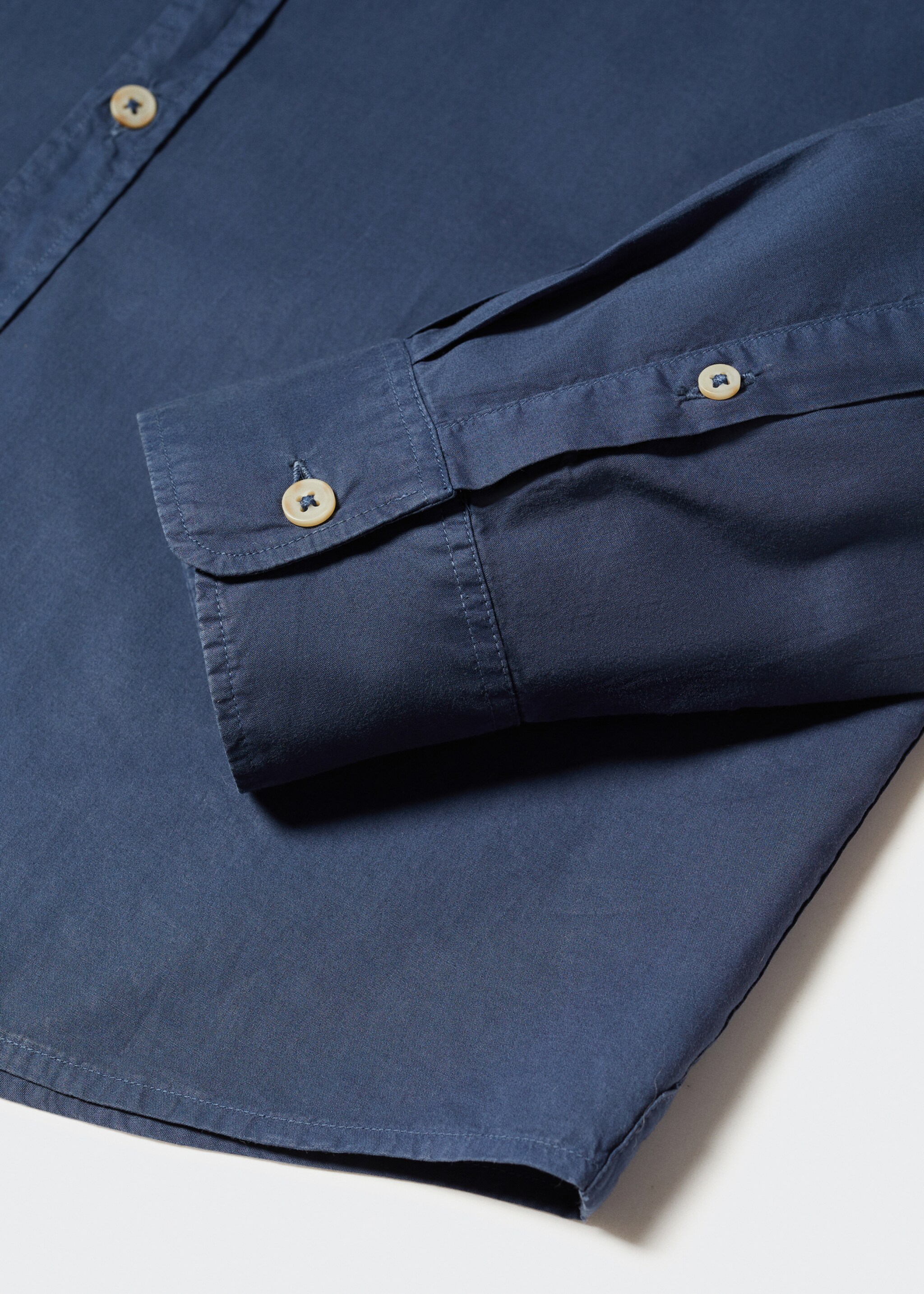 Regular-fit cotton voile shirt - Details of the article 8, Navy. Ref: 57040575-00.