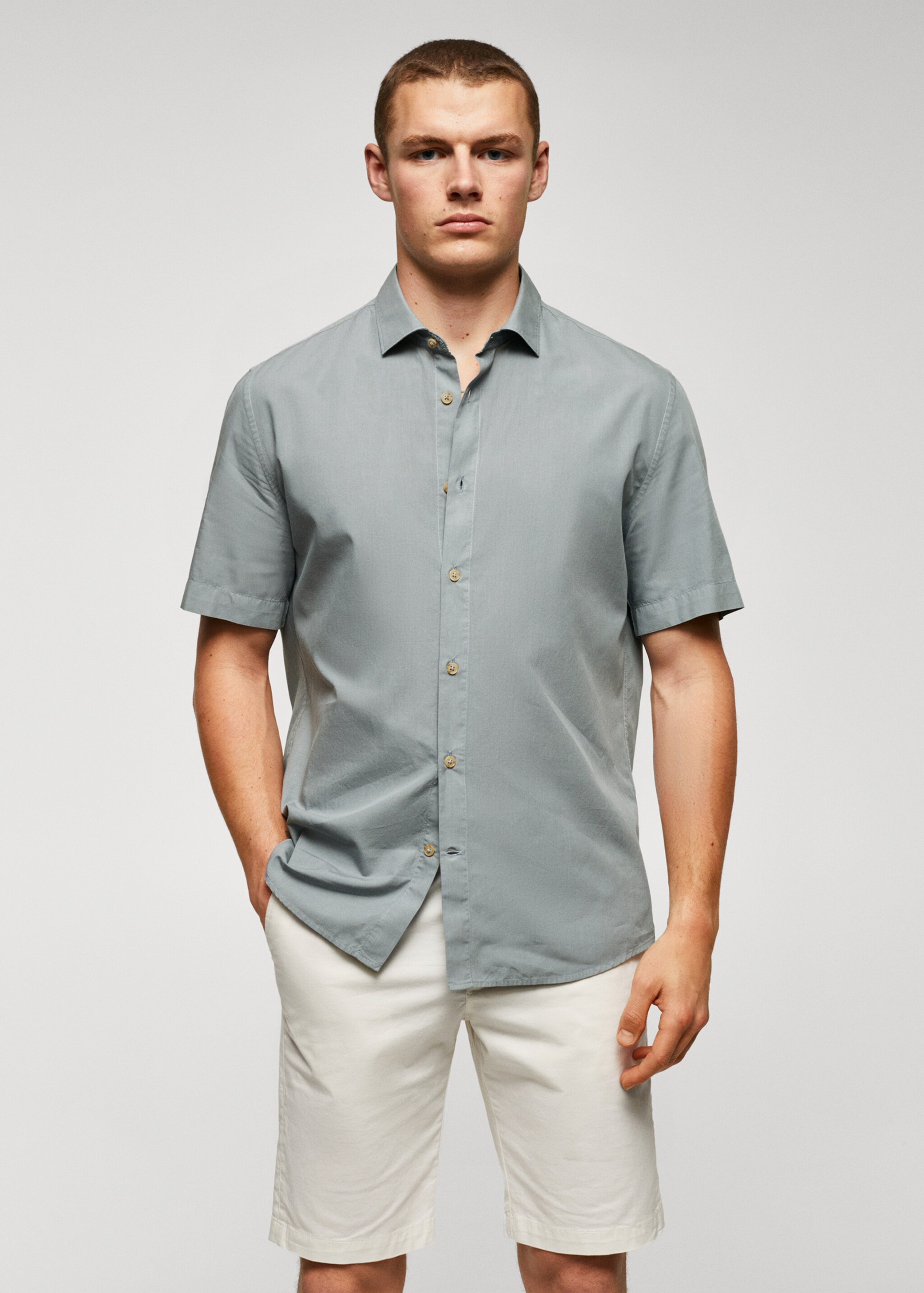 Lightweight cotton shirt - Medium plane, Ochre. Ref: 57040577-00.