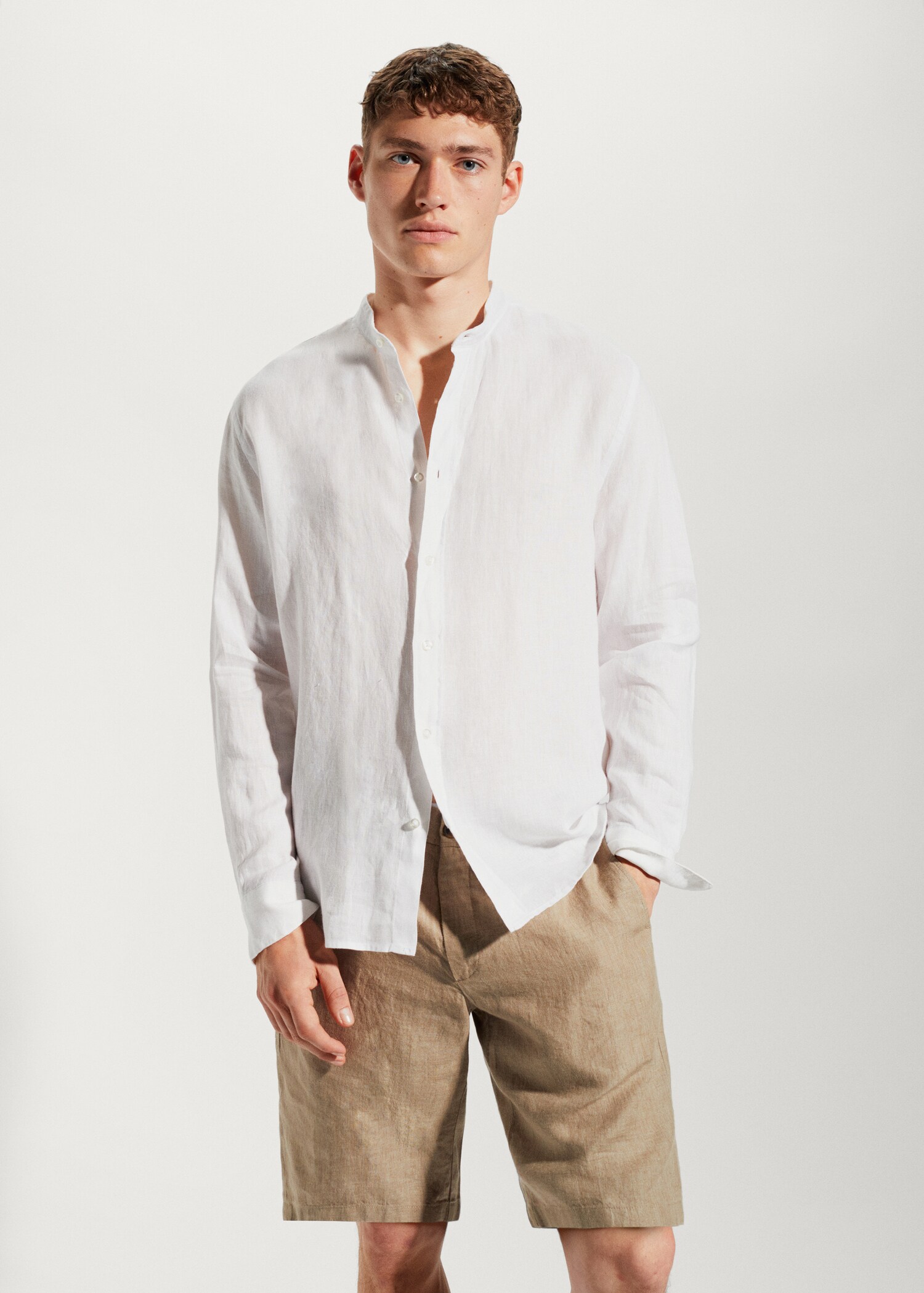 100% linen Mao collar shirt - Medium plane