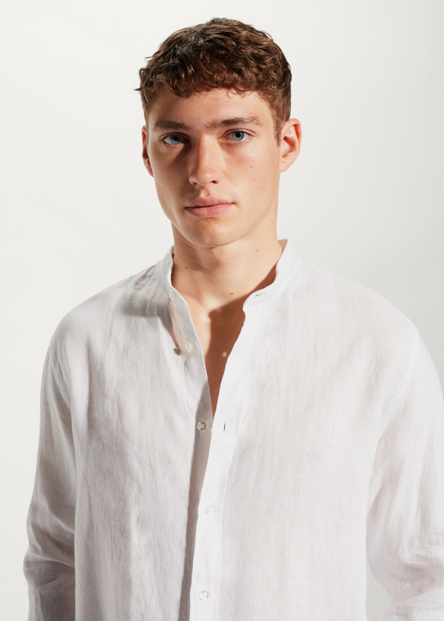 100% linen Mao collar shirt - Details of the article 1