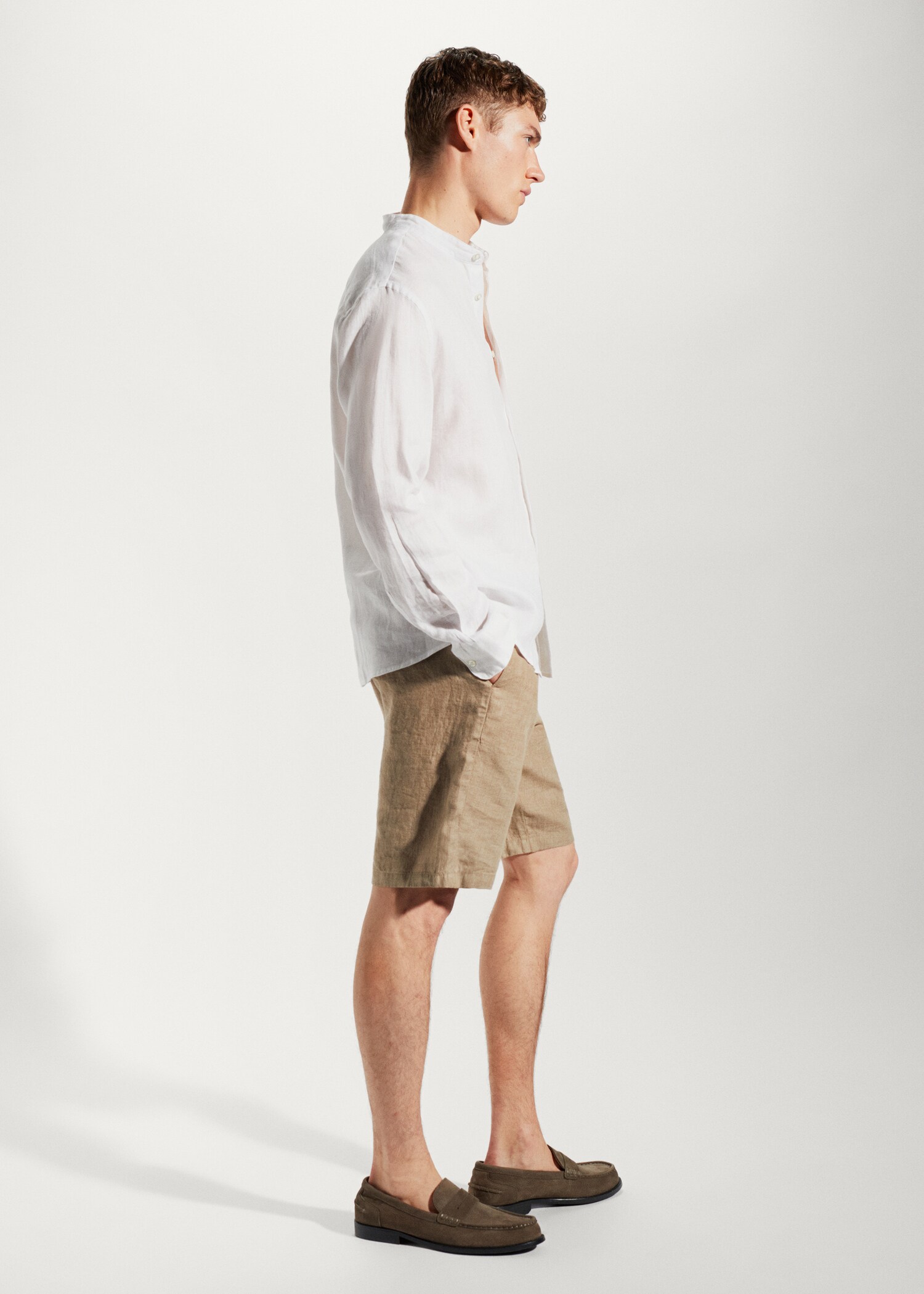 100% linen Mao collar shirt - Details of the article 2
