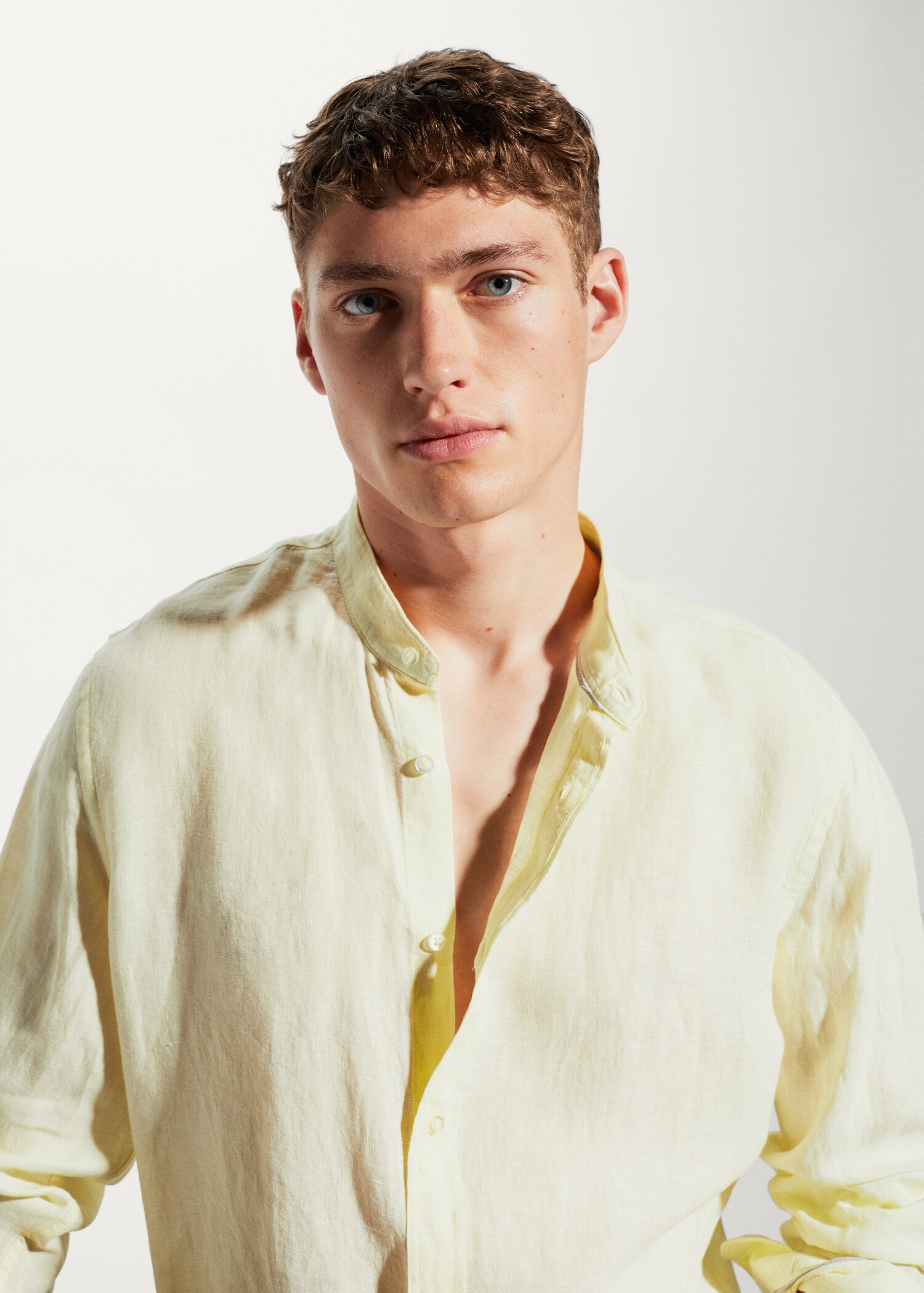 100% linen Mao collar shirt - Details of the article 1