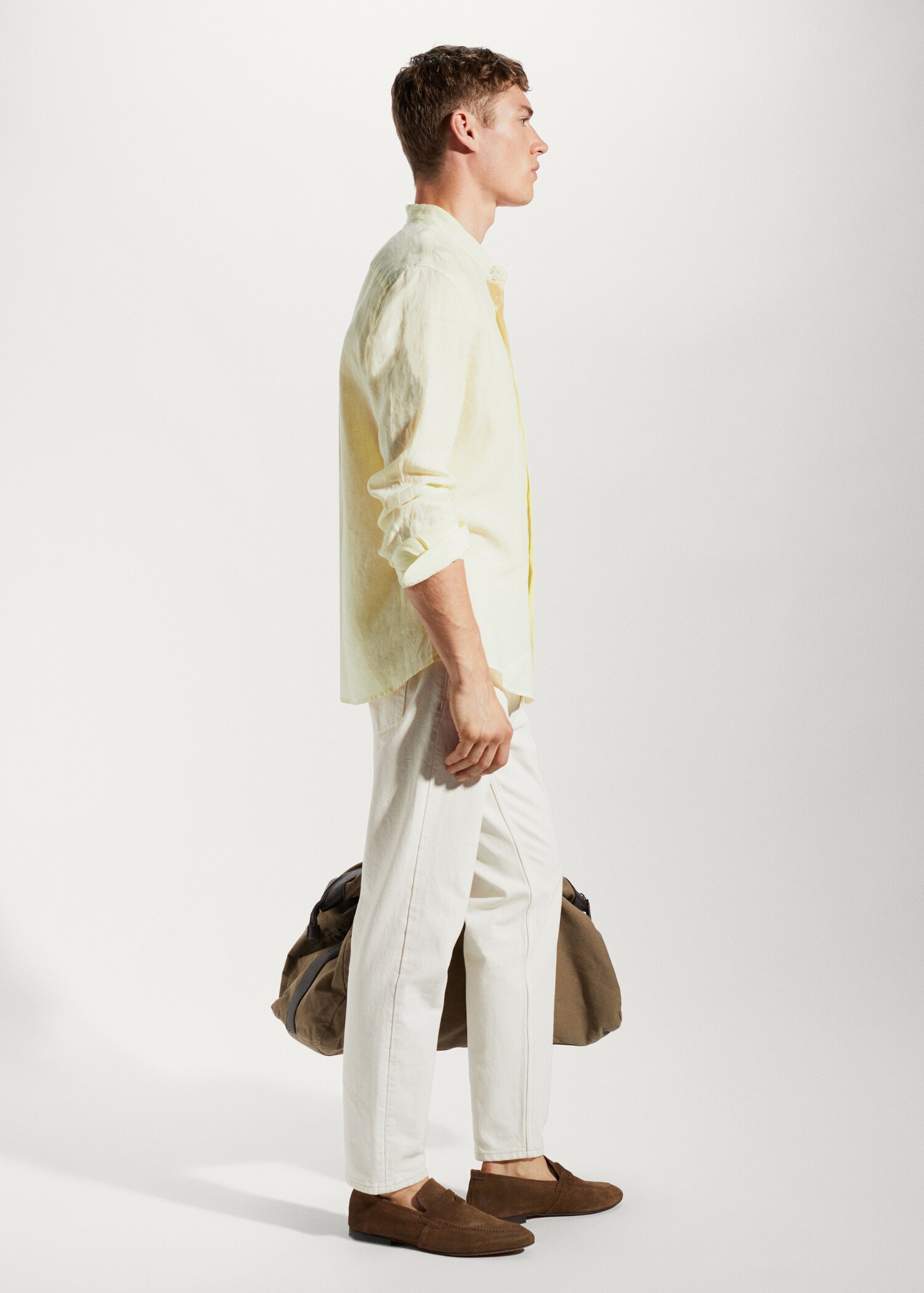 100% linen Mao collar shirt - Details of the article 2