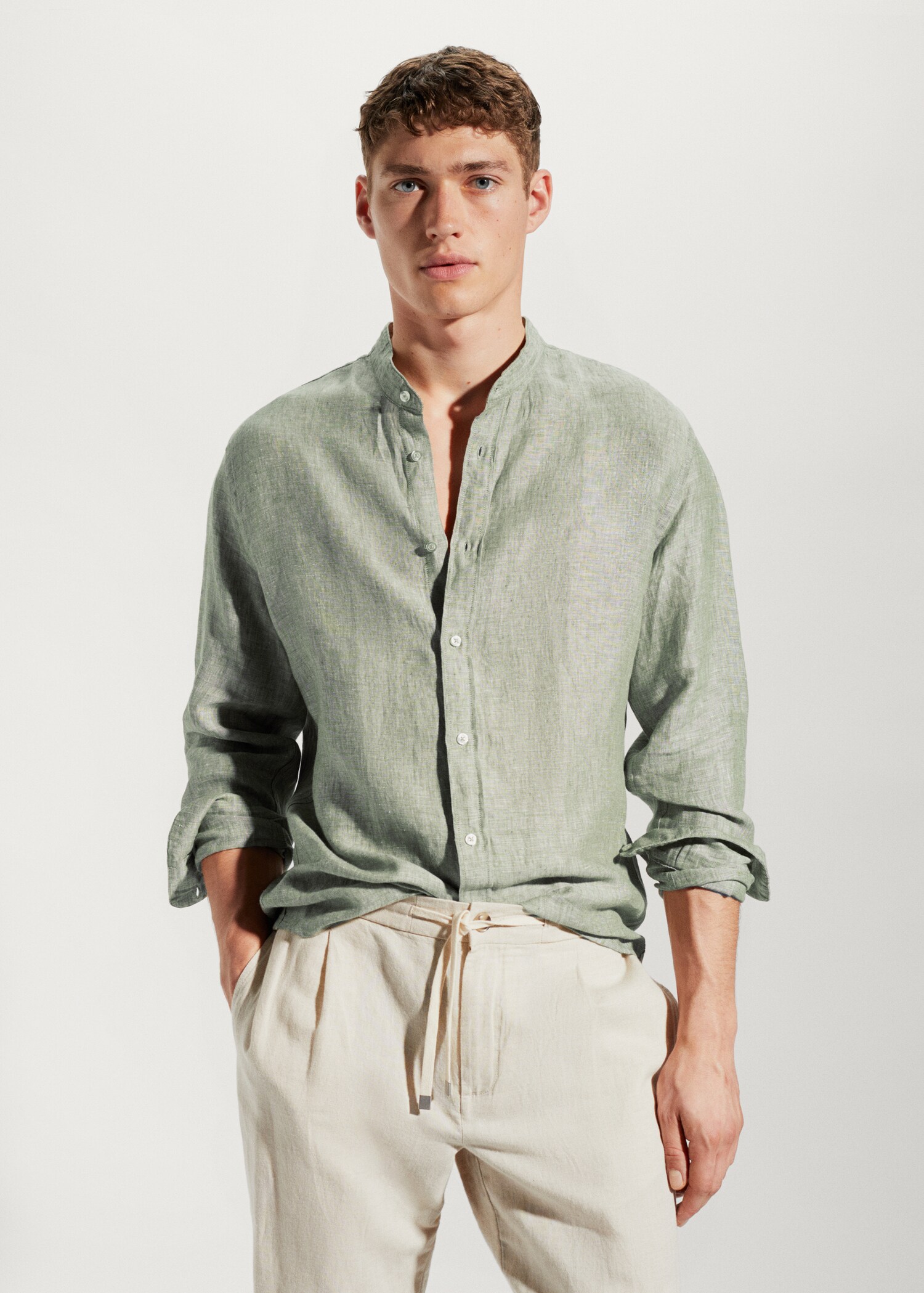 100% linen Mao collar shirt - Medium plane
