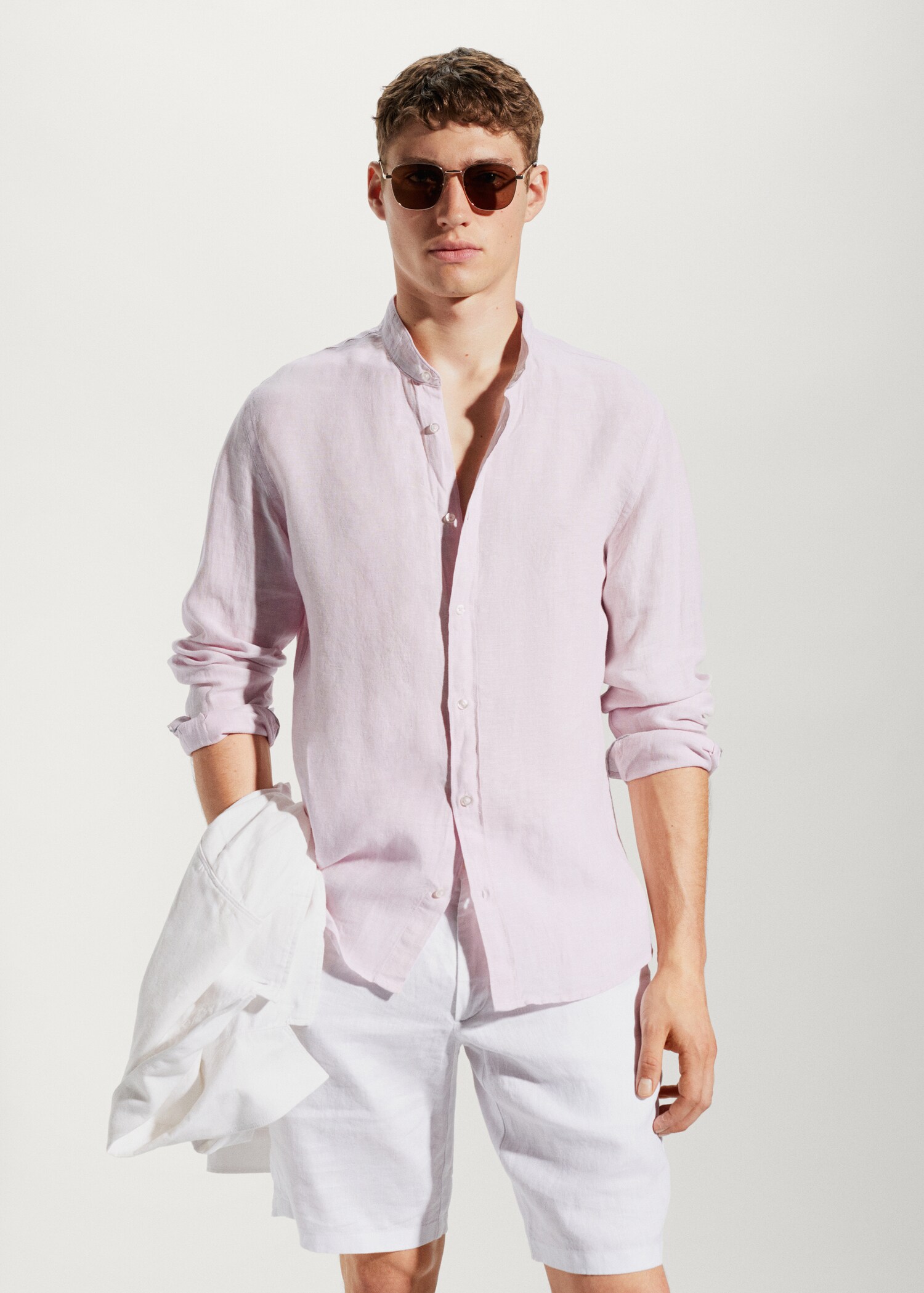 100% linen Mao collar shirt - Medium plane
