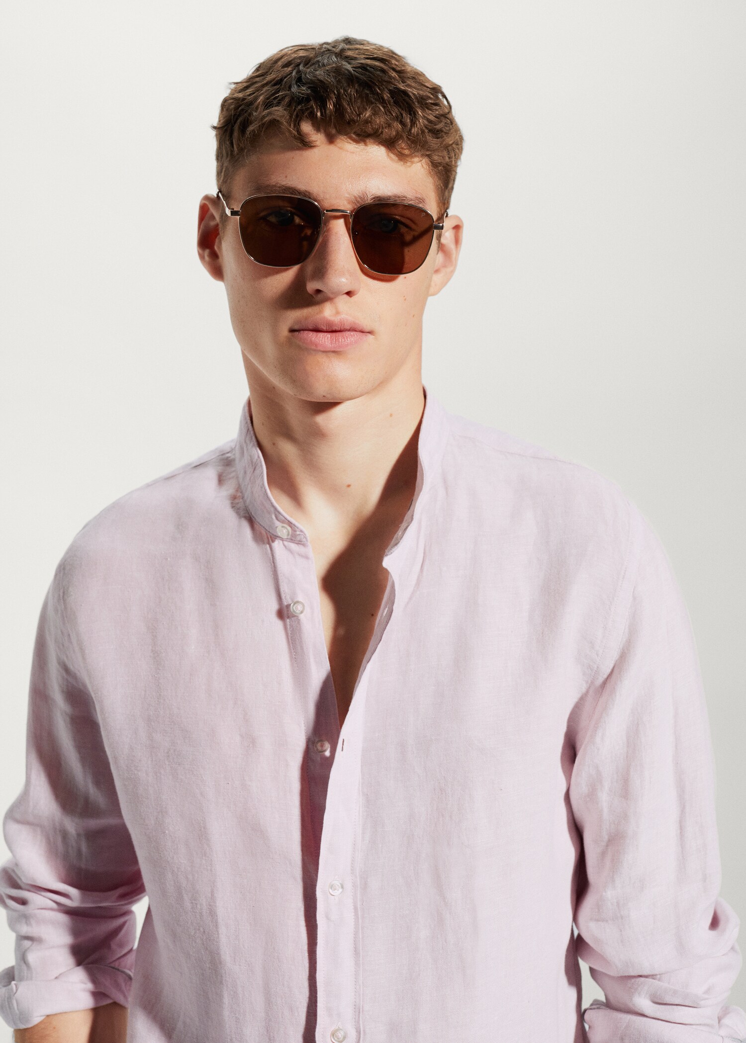 100% linen Mao collar shirt - Details of the article 1