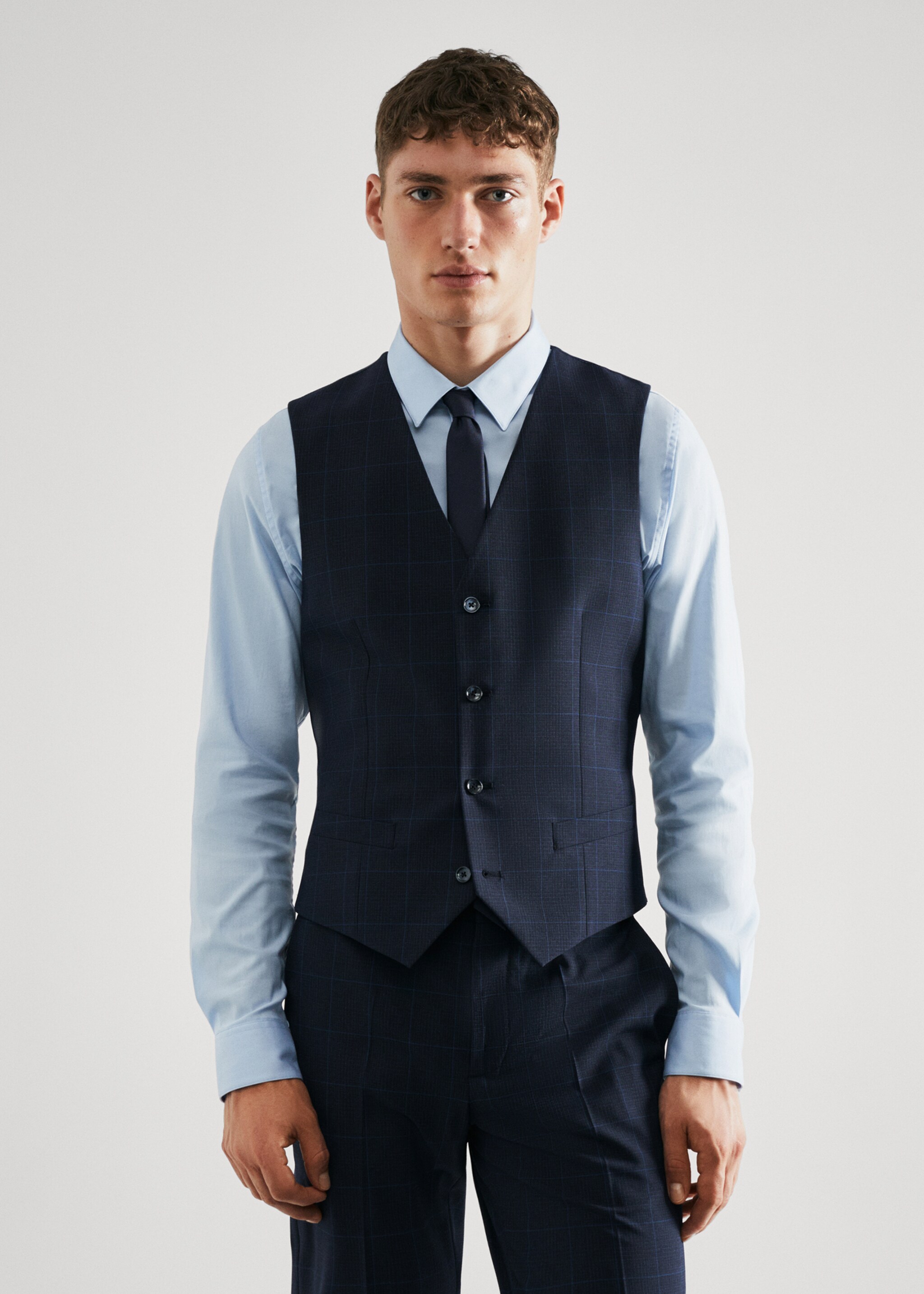 Chaleco traje cuadros super slim fit - Plano medio