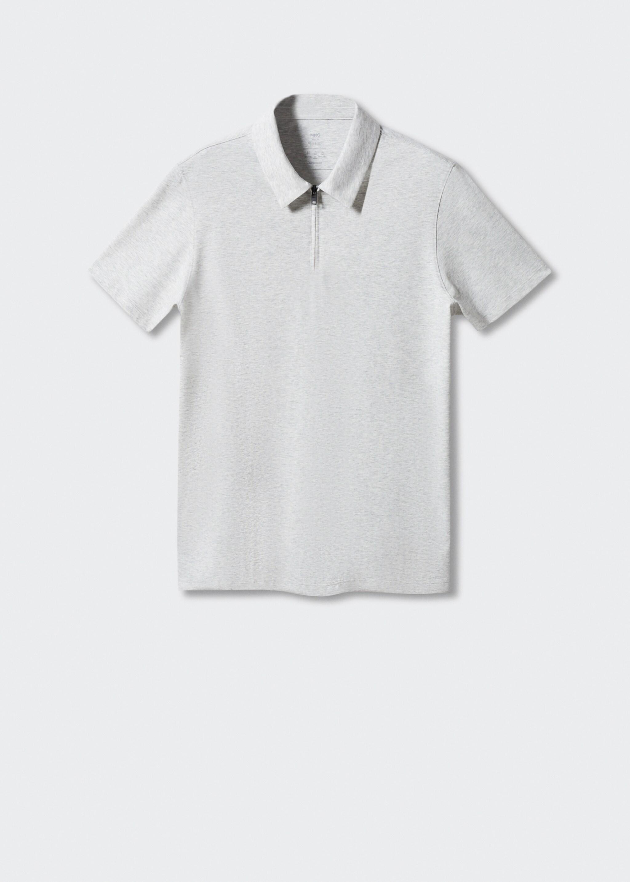 Zip cotton polo shirt - Article without model, Light Heather Grey. Ref: 57040668-00.