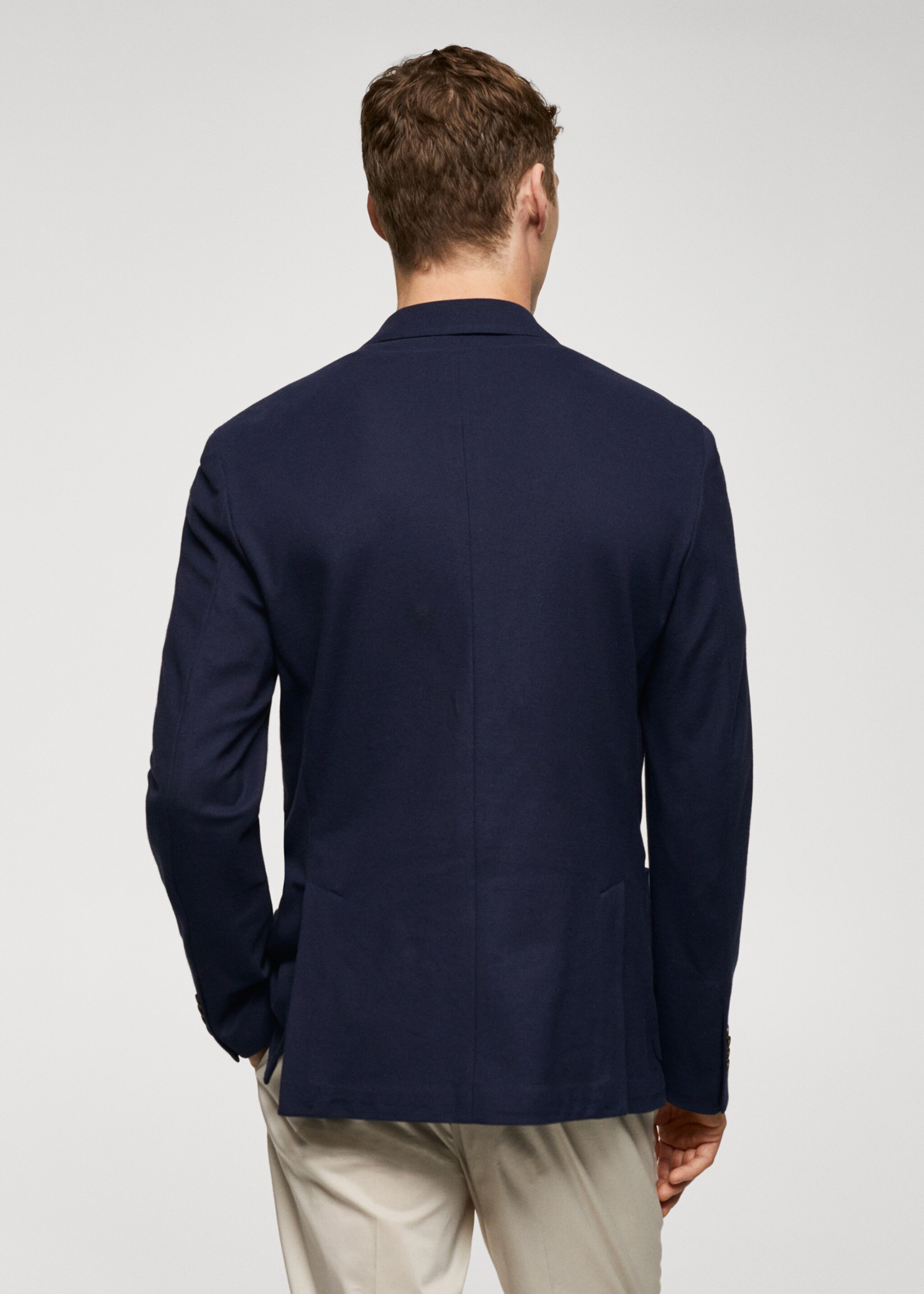 Structured slim fit cotton blazer - Reverse of the article, Navy. Ref: 57040670-00.