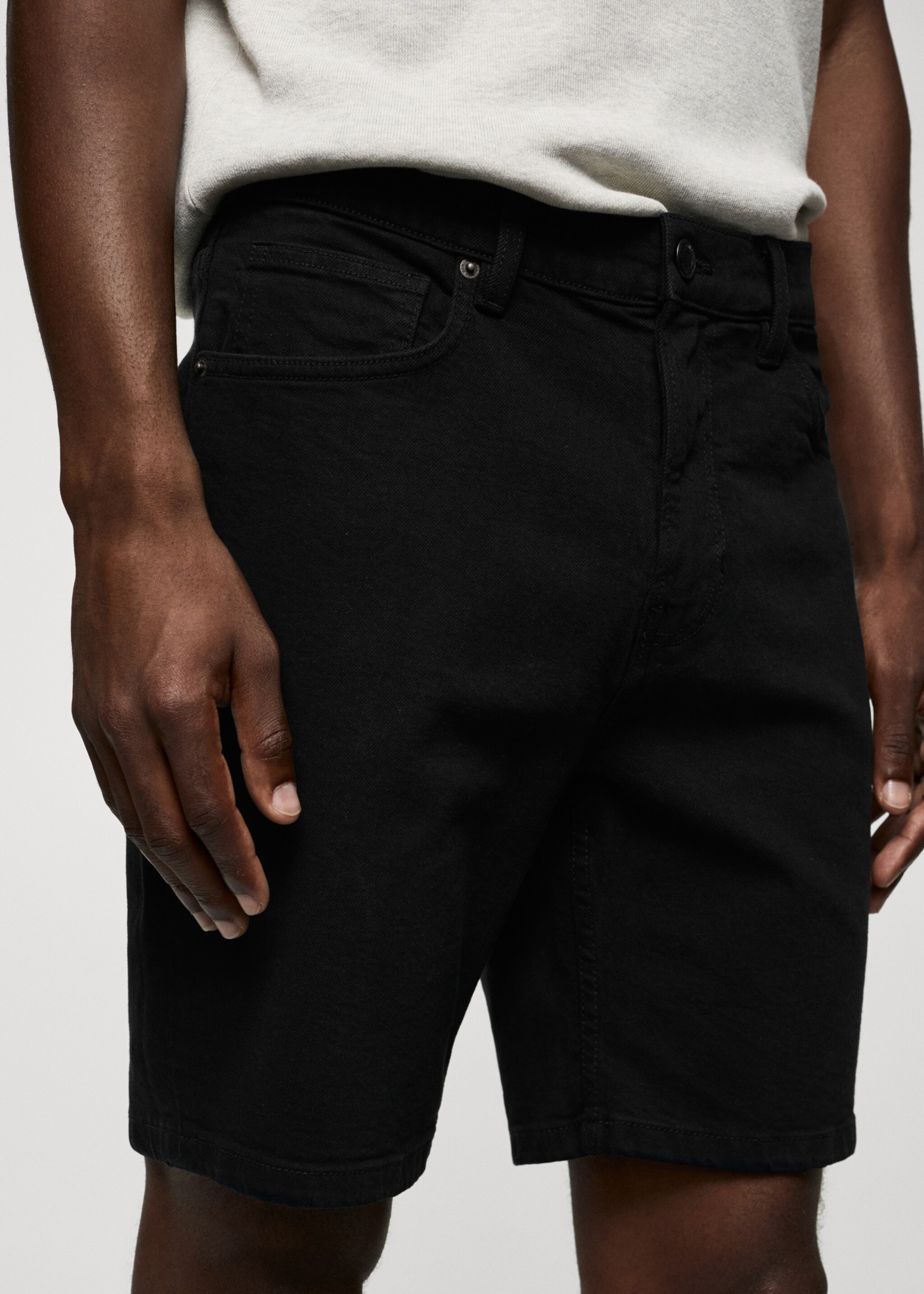 Regular-fit denim bermuda shorts - Details of the article 1