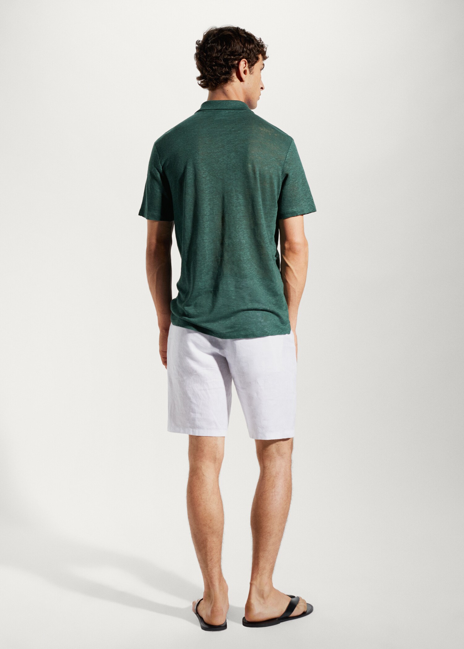 Slim fit 100% linen polo shirt - Reverse of the article
