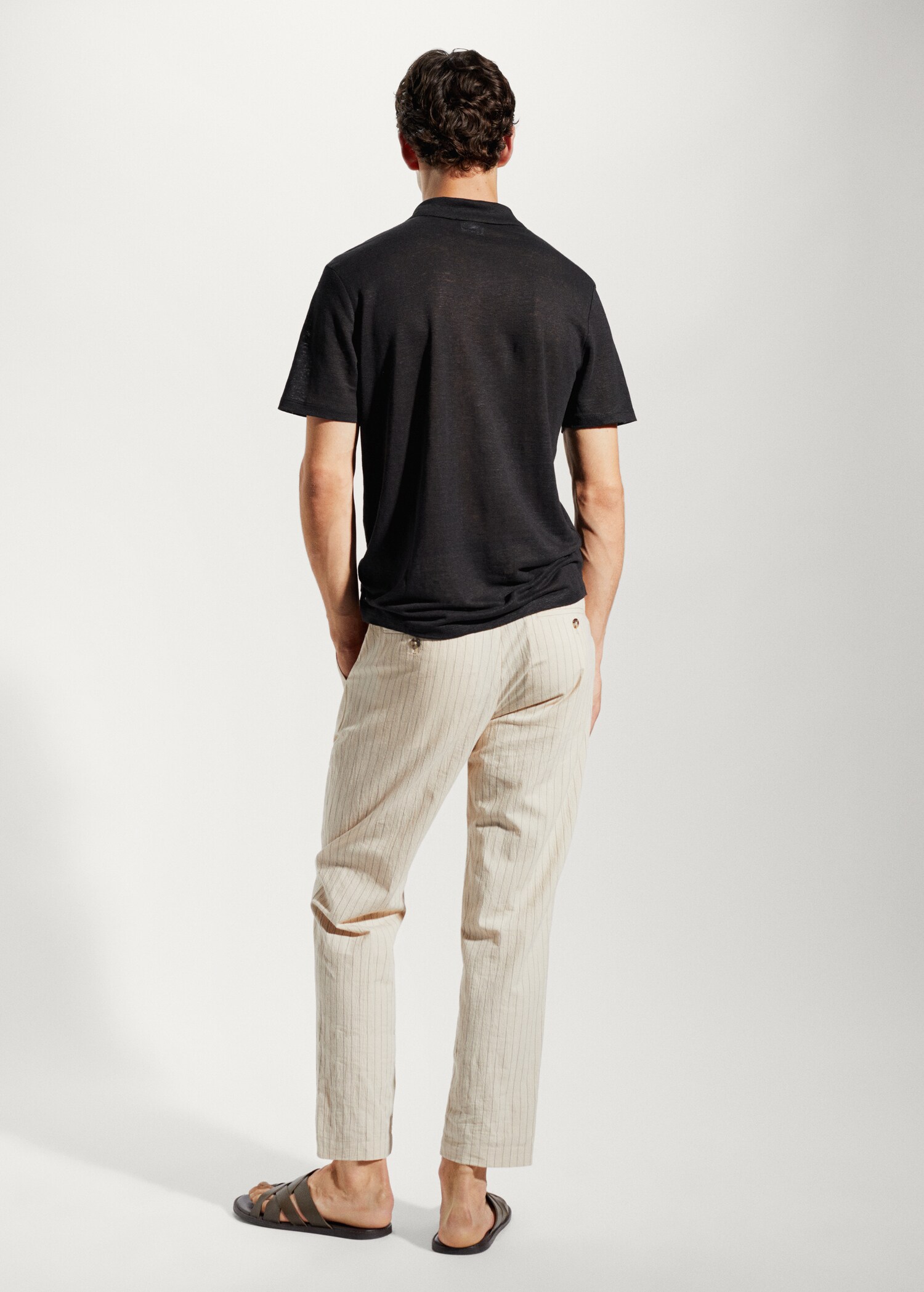 Slim fit 100% linen polo shirt - Reverse of the article