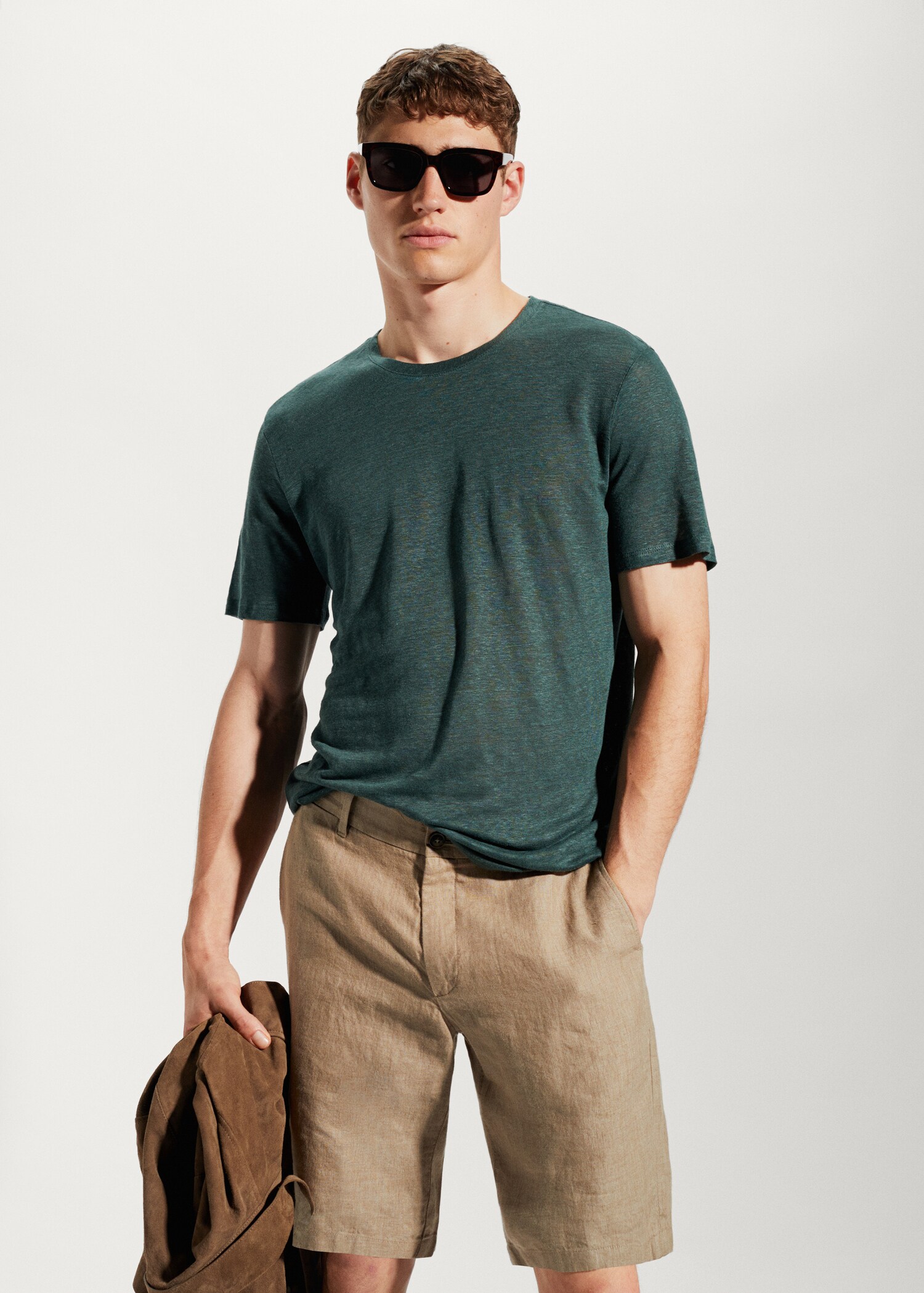 100% linen slim-fit t-shirt - Medium plane