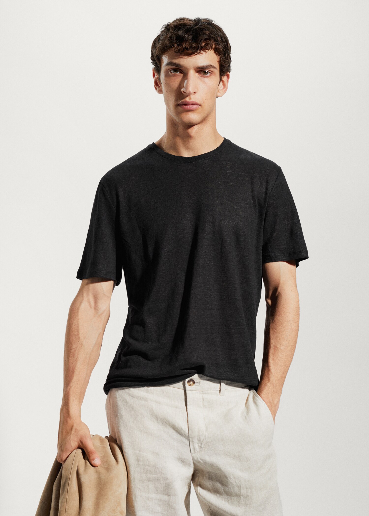 100% linen slim-fit t-shirt - Medium plane