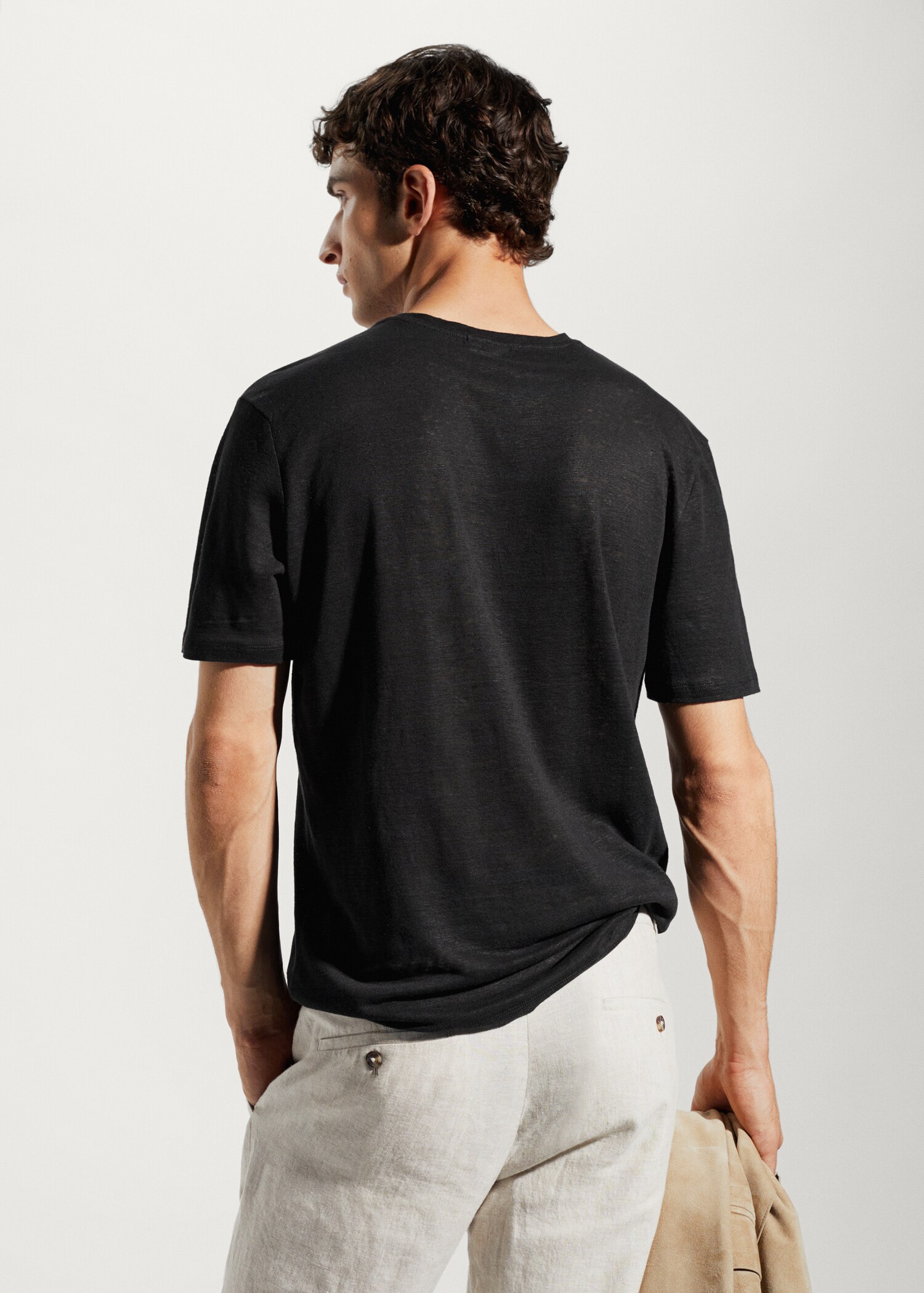 100% linen slim-fit t-shirt - Reverse of the article