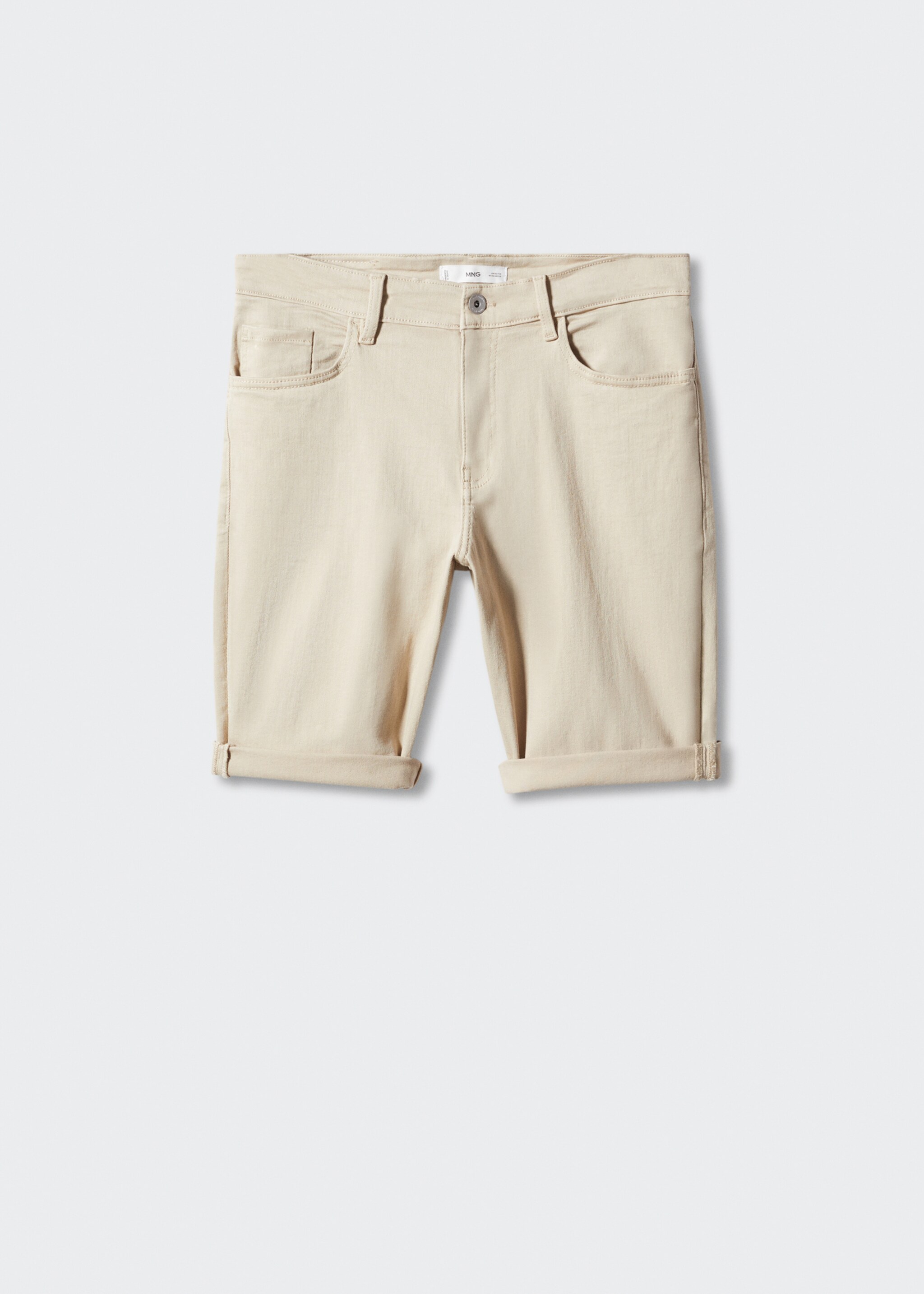Slim-fit denim bermuda shorts - Article without model, Beige. Ref: 57040688-00.