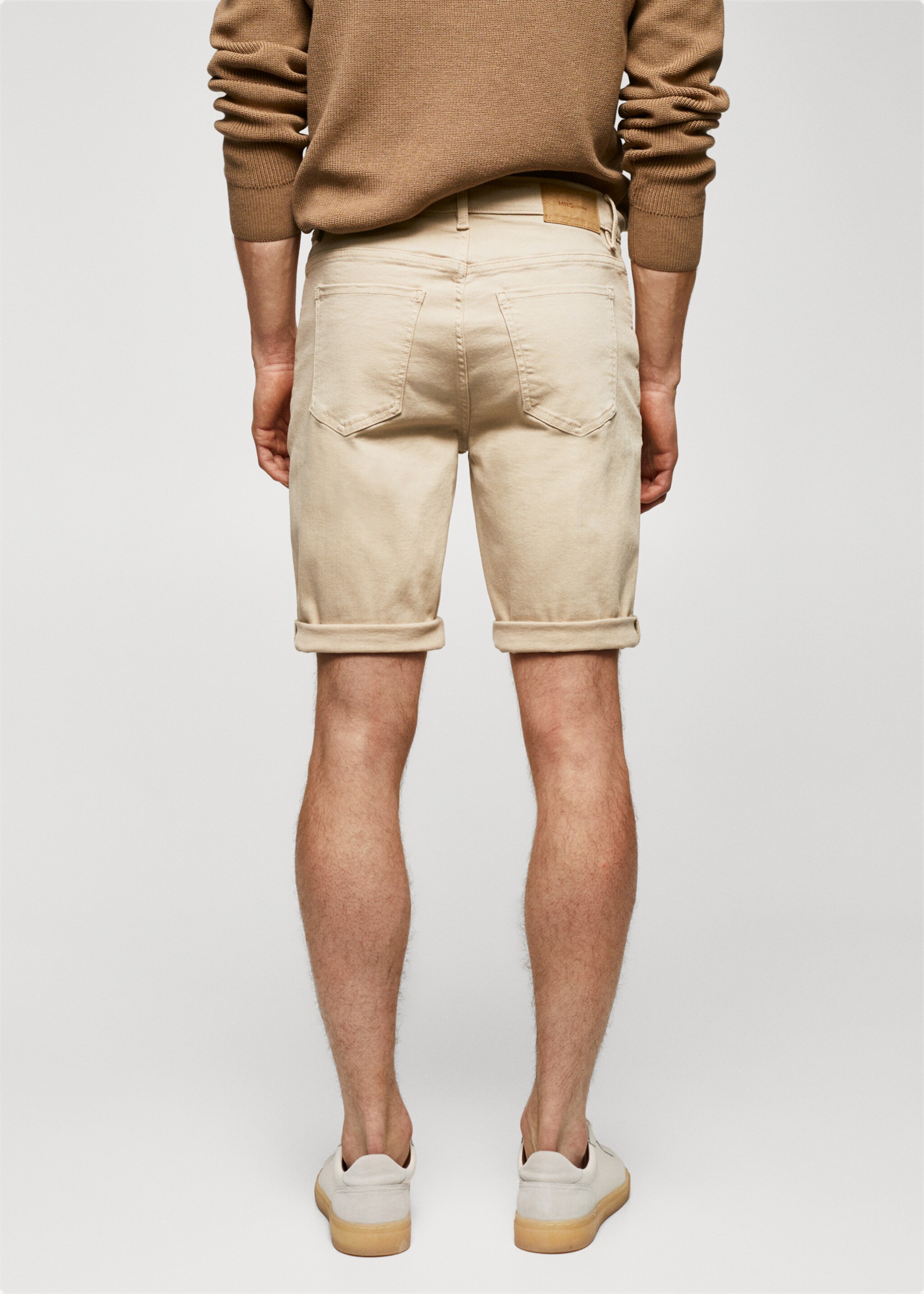 Slim-fit denim bermuda shorts - Reverse of the article, Beige. Ref: 57040688-00.