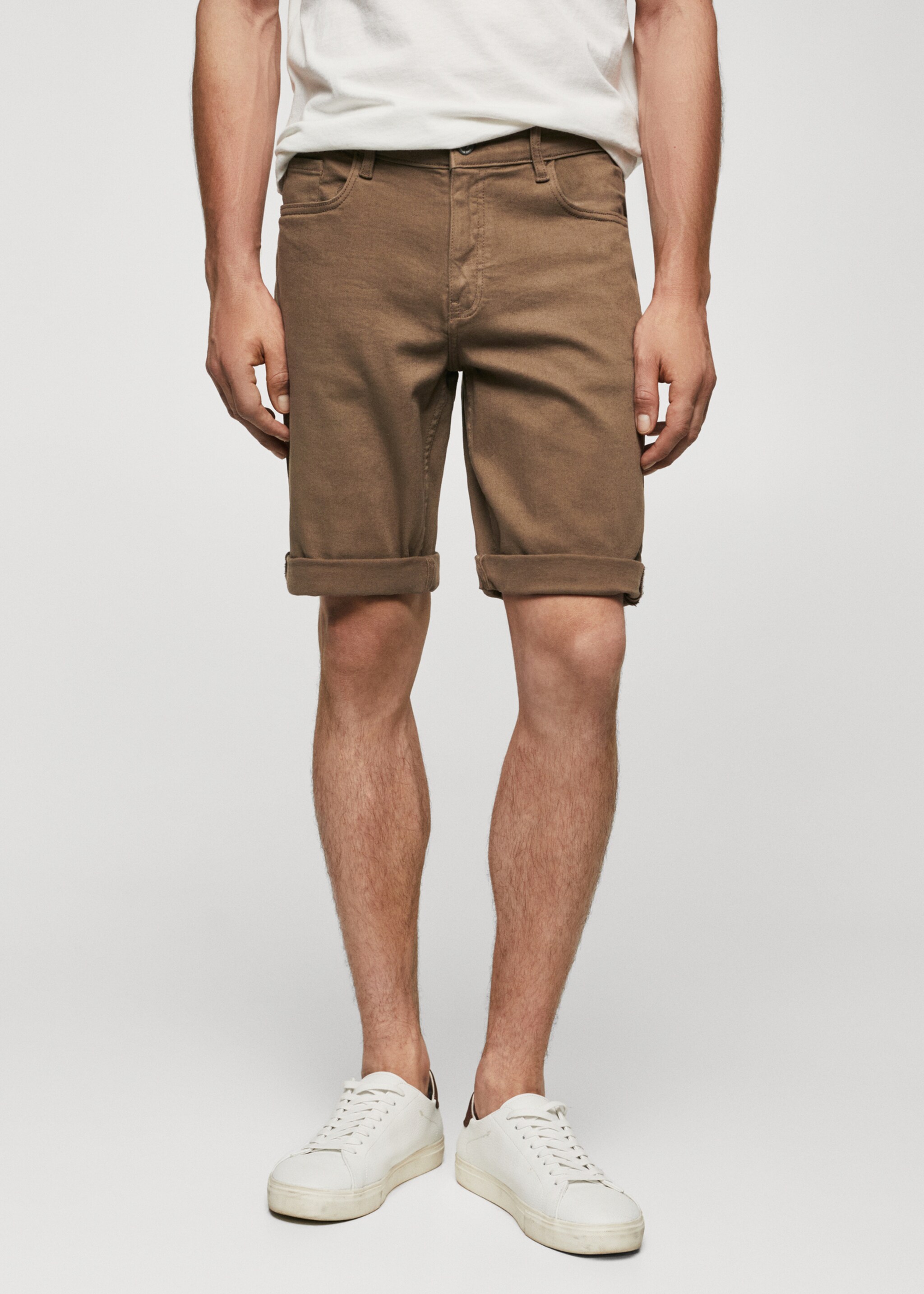 Slim-fit denim bermuda shorts - Medium plane, Brown. Ref: 57040688-00.