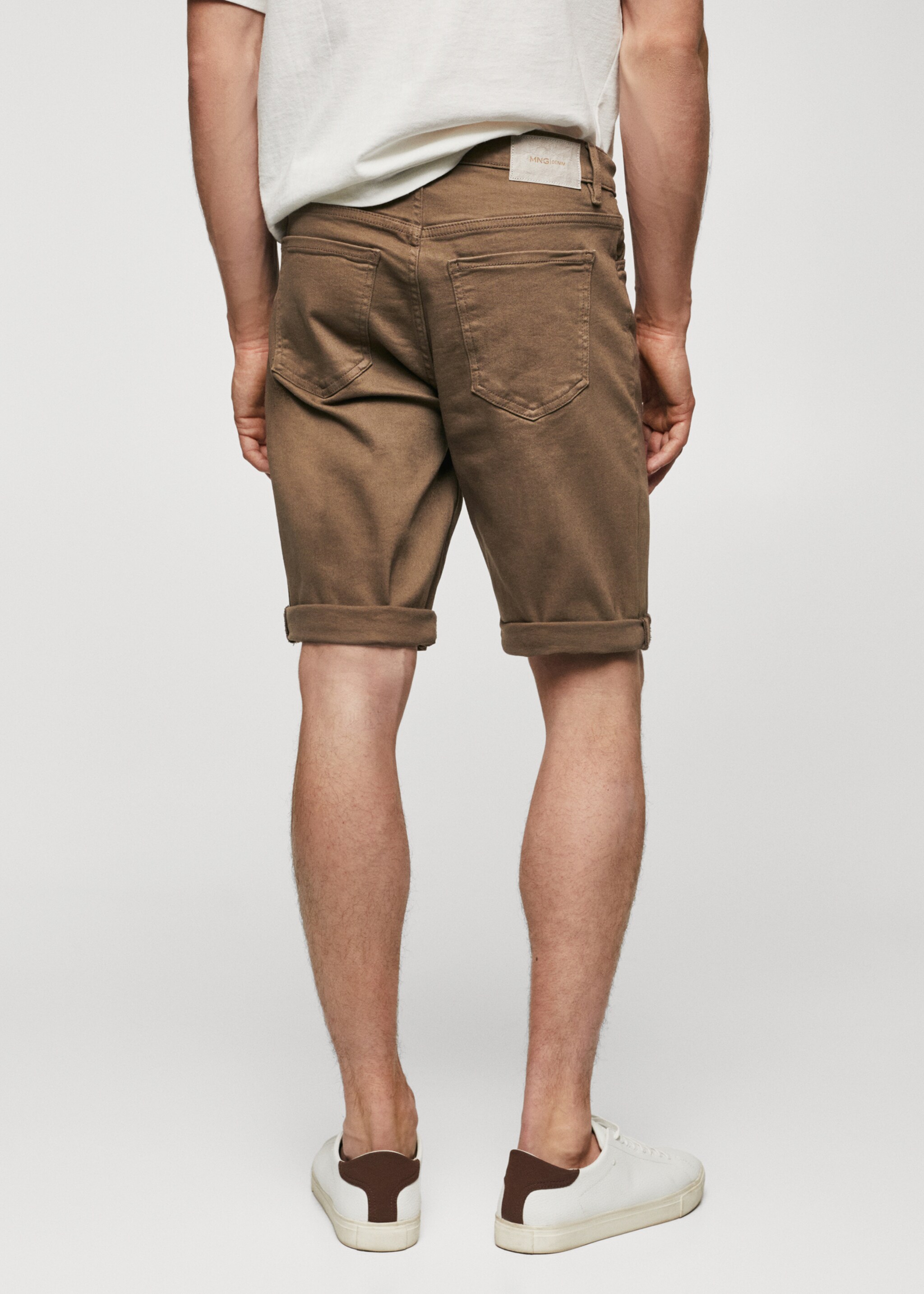 Slim-fit denim bermuda shorts - Reverse of the article, Brown. Ref: 57040688-00.