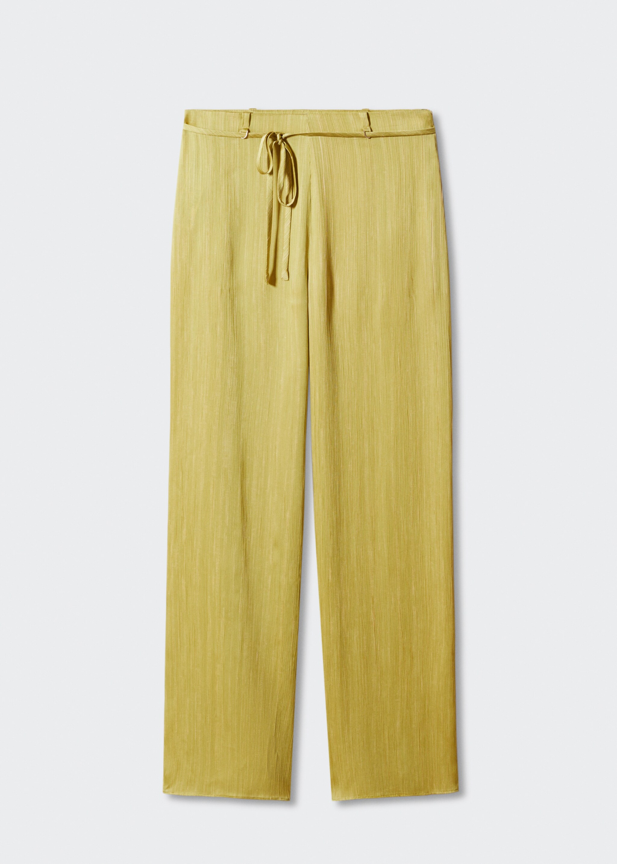 Satin pleated trousers - Article without model, Lime. Ref: 57040699-00.
