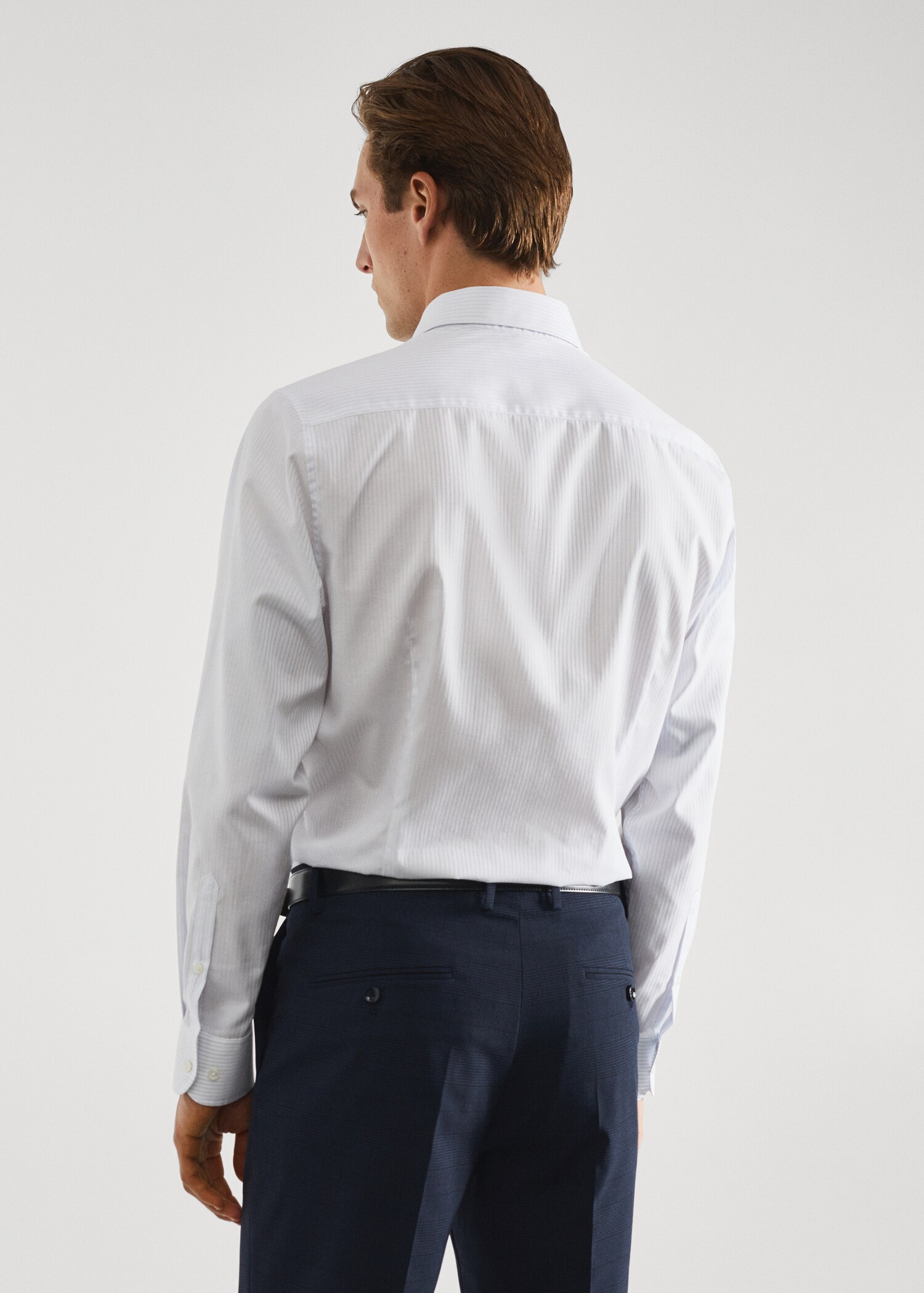 Camisa vestit regular fit twill ratlles - Revers de l'article