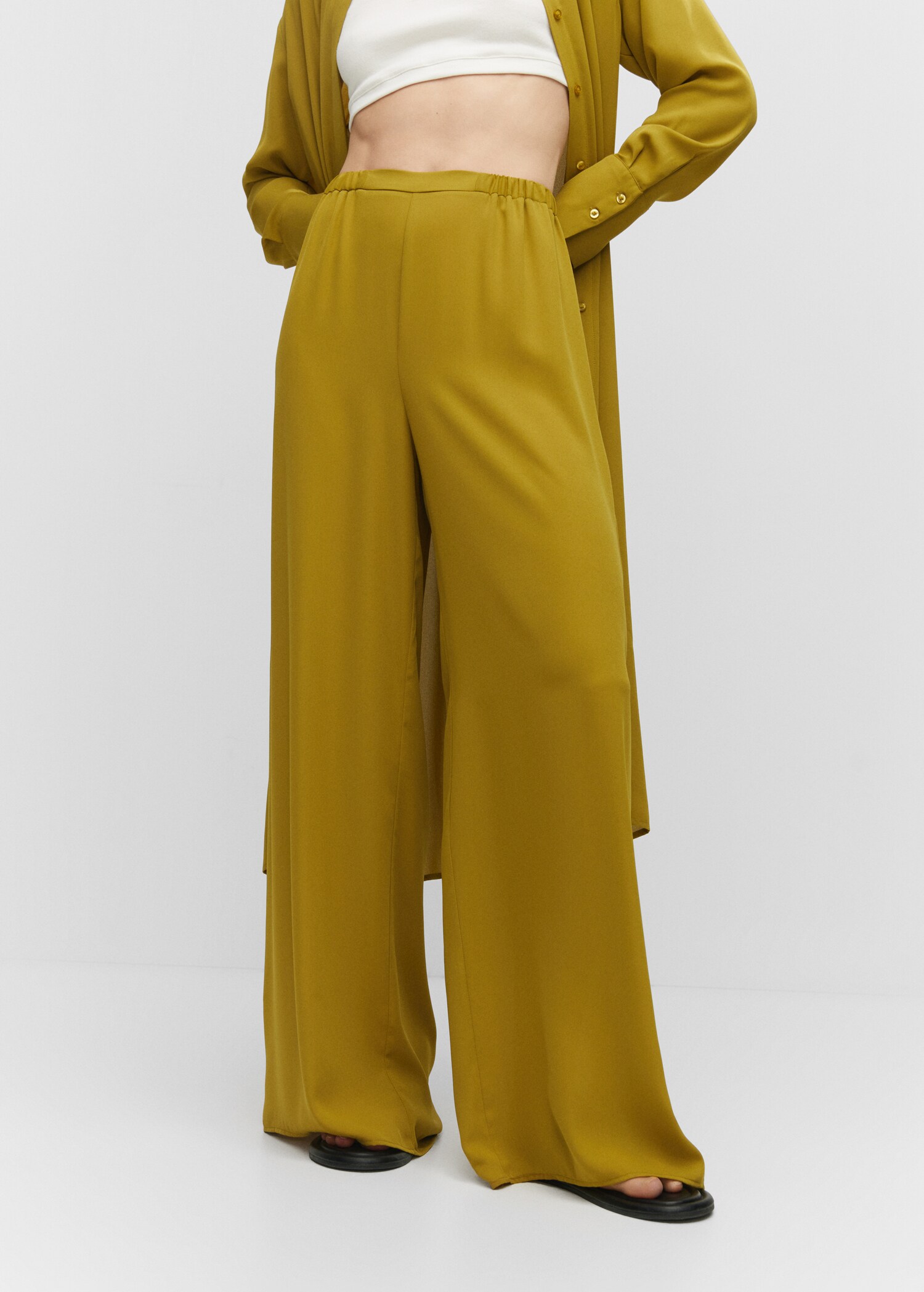 Wideleg trousers with elastic waist - Medium plane