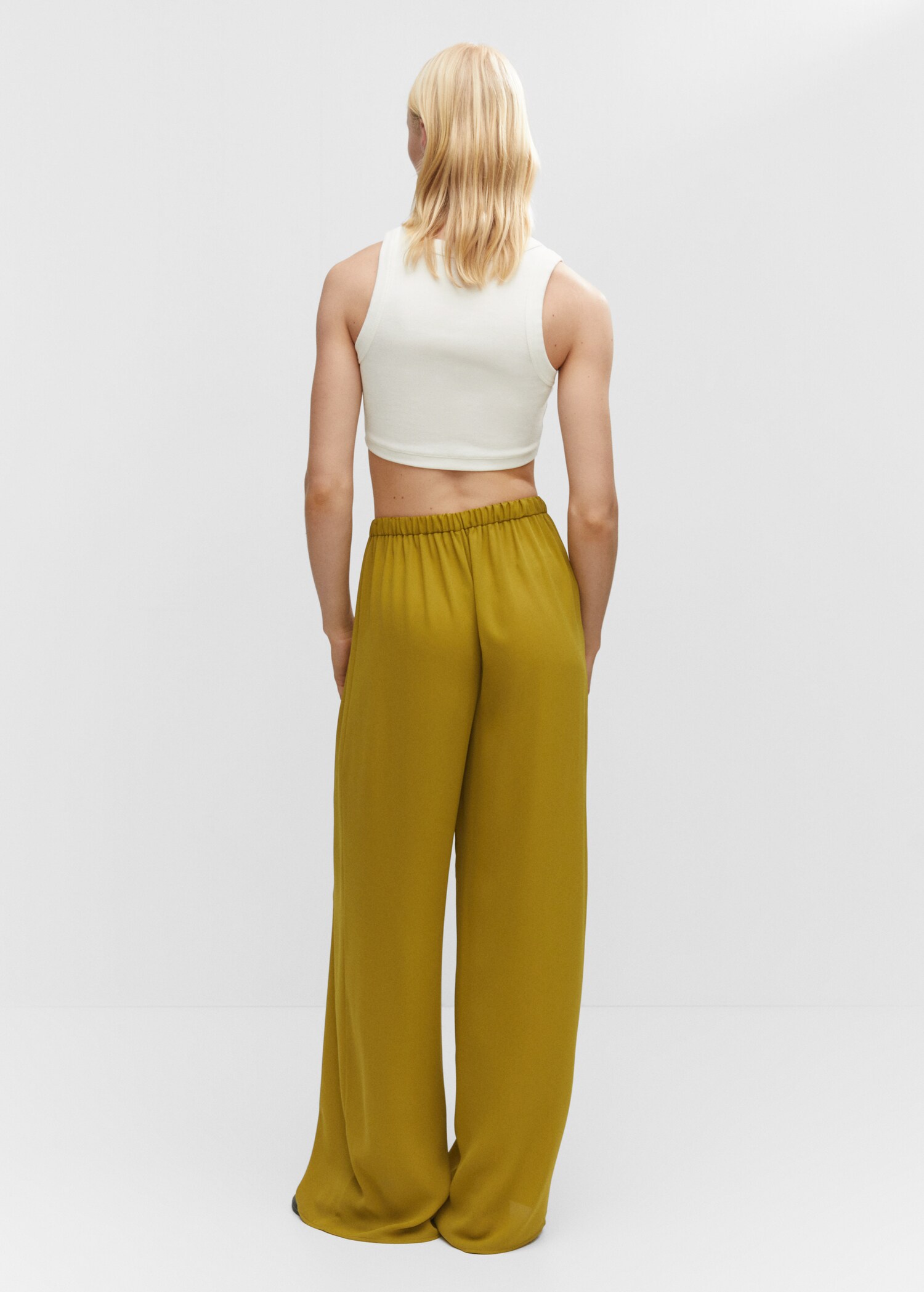 Wideleg trousers with elastic waist - Reverse of the article