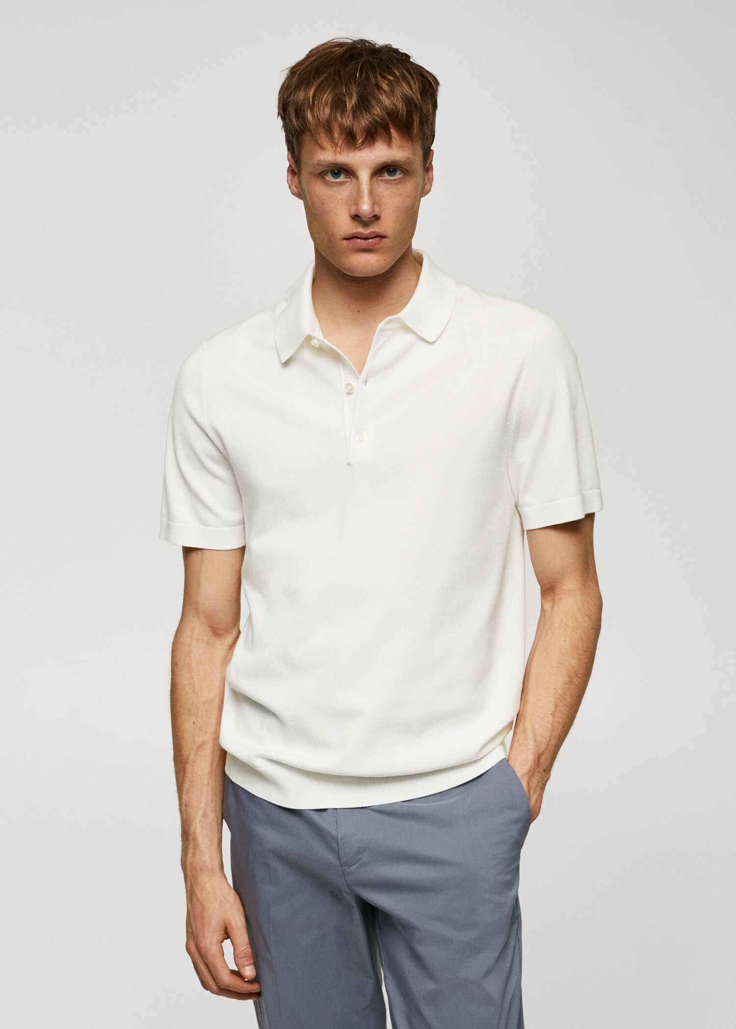 Tricou polo tricot subțire - Plan mediu