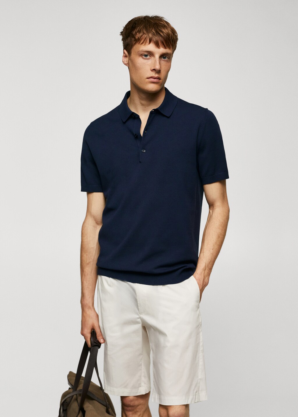 Fine knit polo shirt