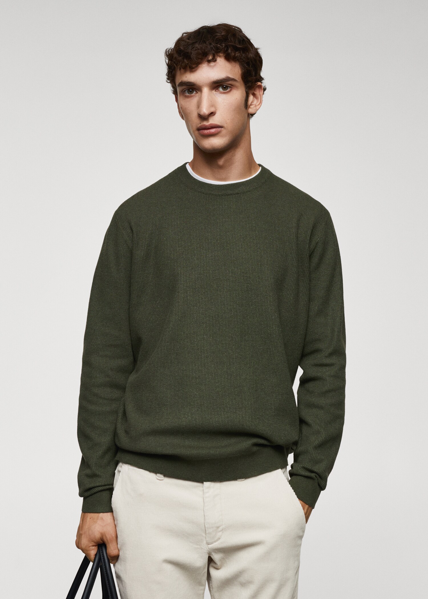 Structured cotton sweater - Medium plane
