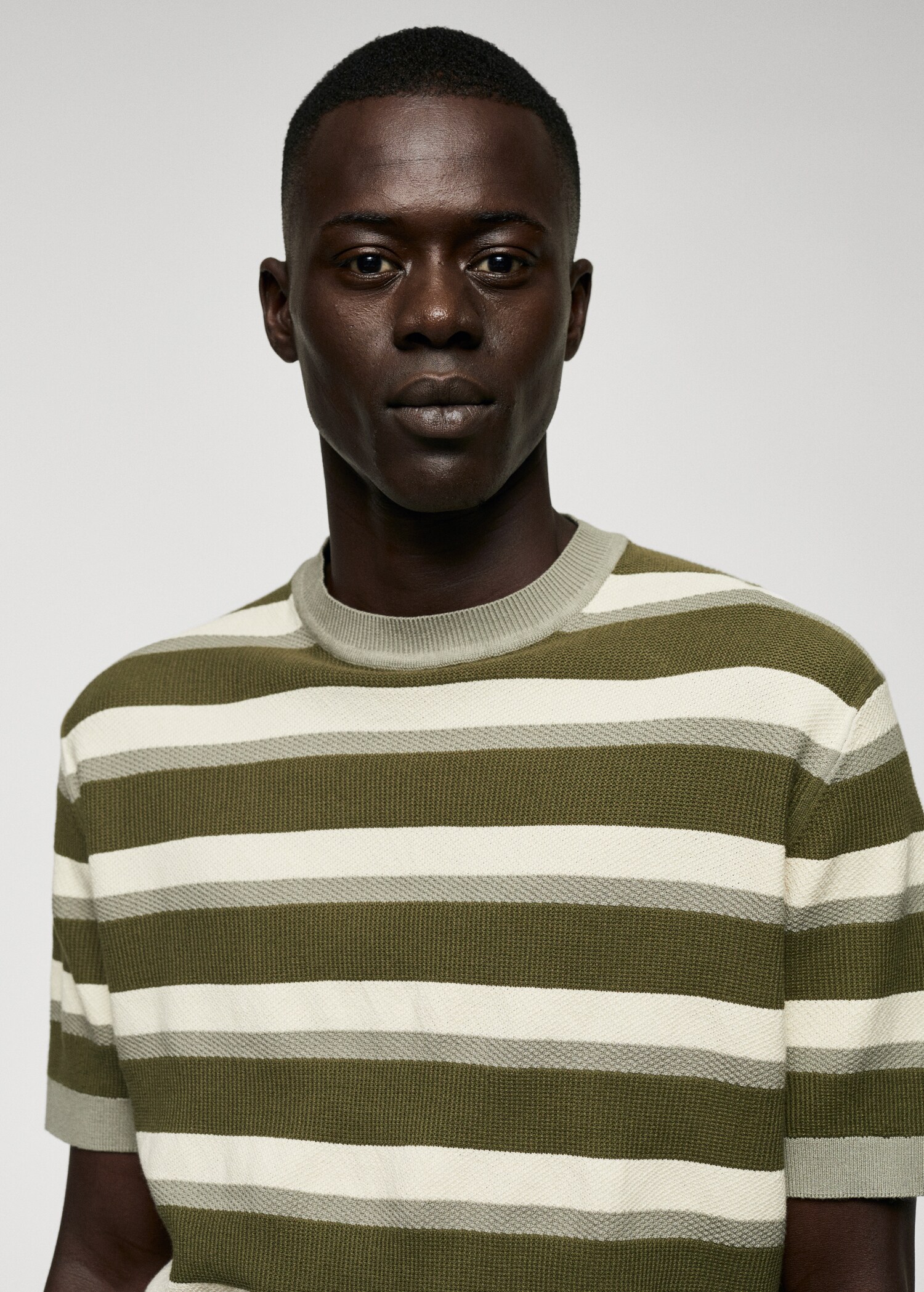 T-shirt maglia cotone texture righe - Dettaglio dell'articolo 1