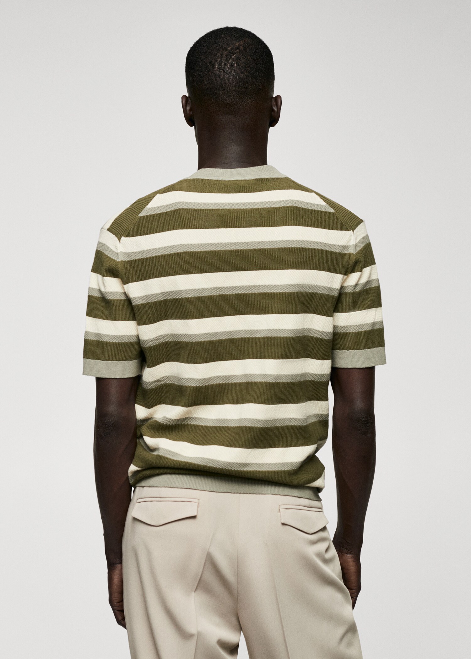 T-shirt maglia cotone texture righe - Retro dell'articolo