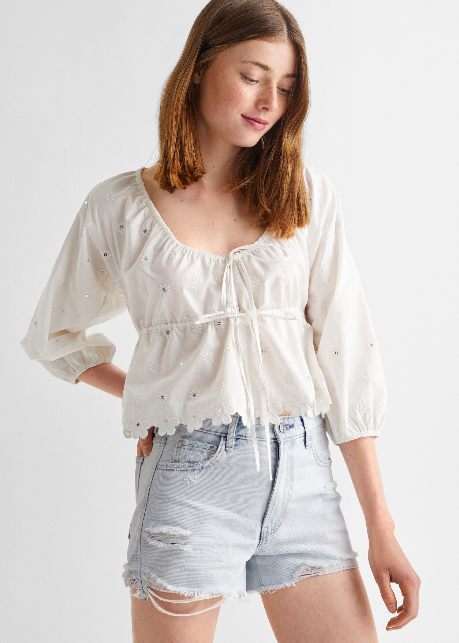 Broken denim shorts - Medium plane