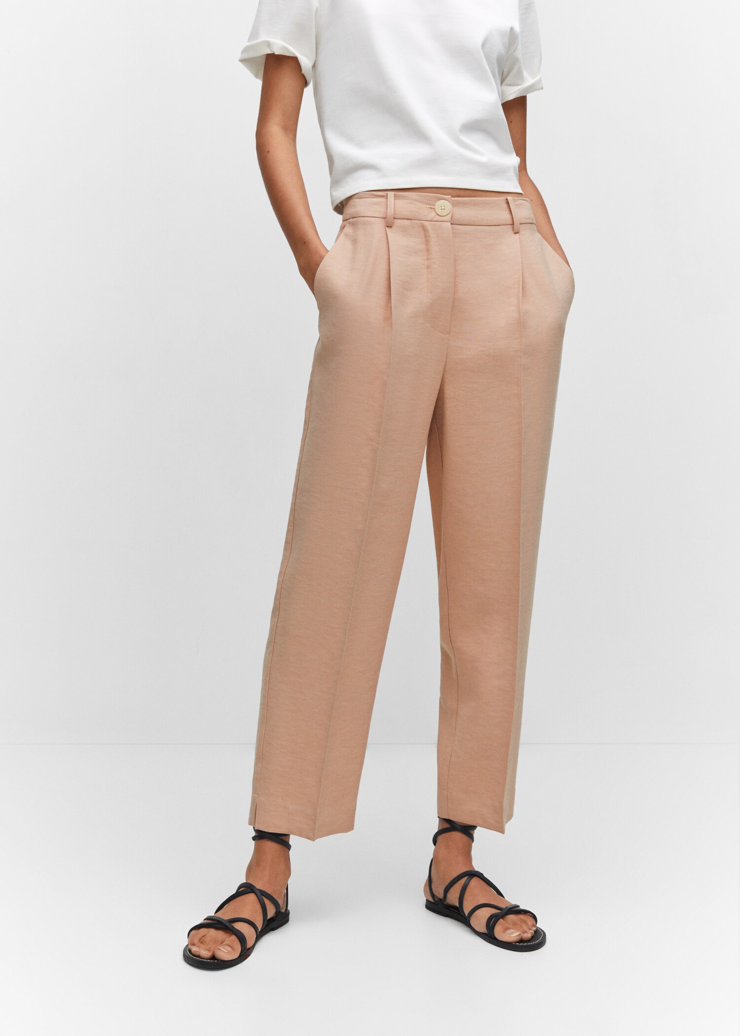 Straight-fit pleated trousers - Medium plane