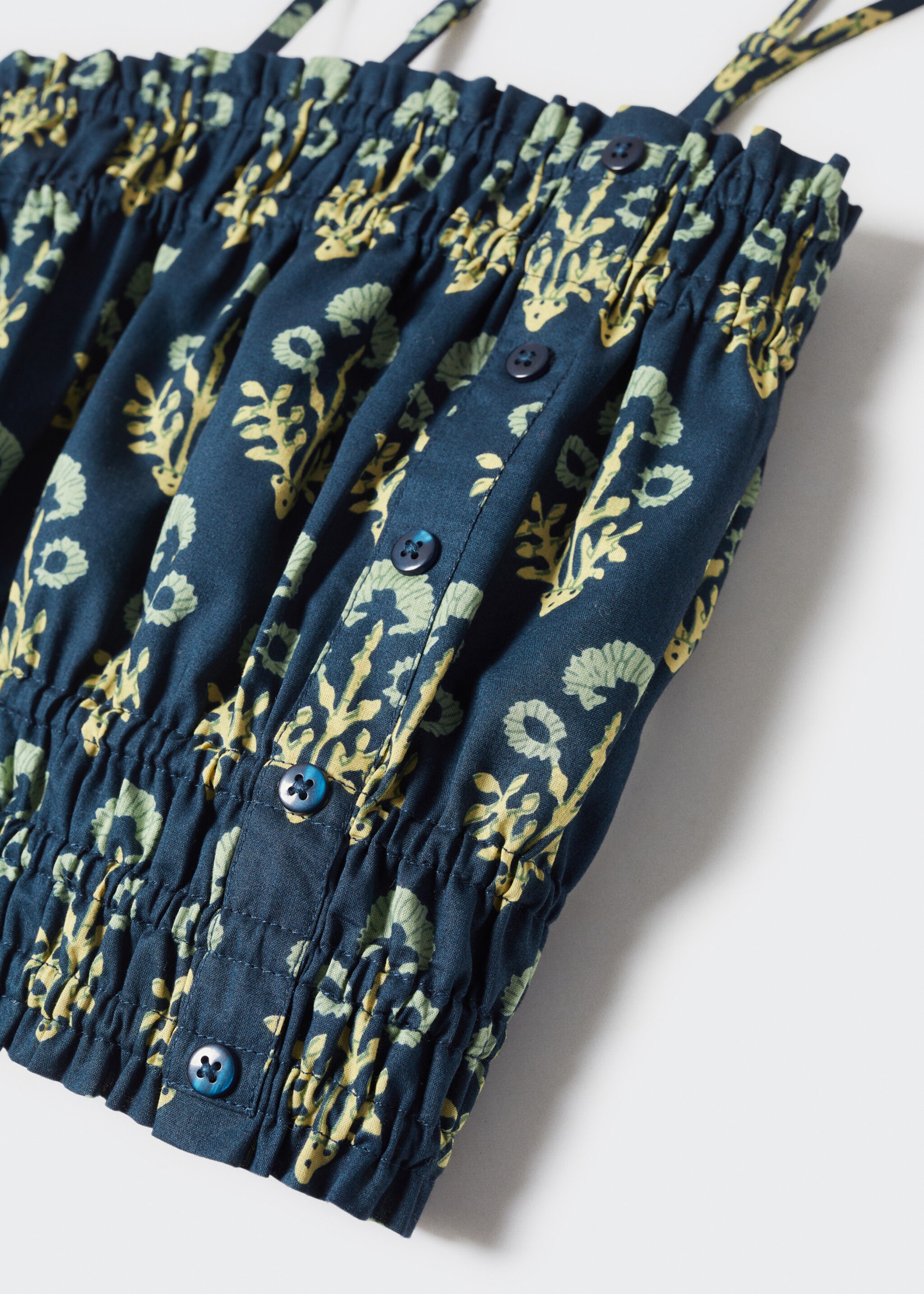 Baumwoll-Top mit Raffdetails - Detail des Artikels 8, Pastellgrün. Ref: 57040809-00.