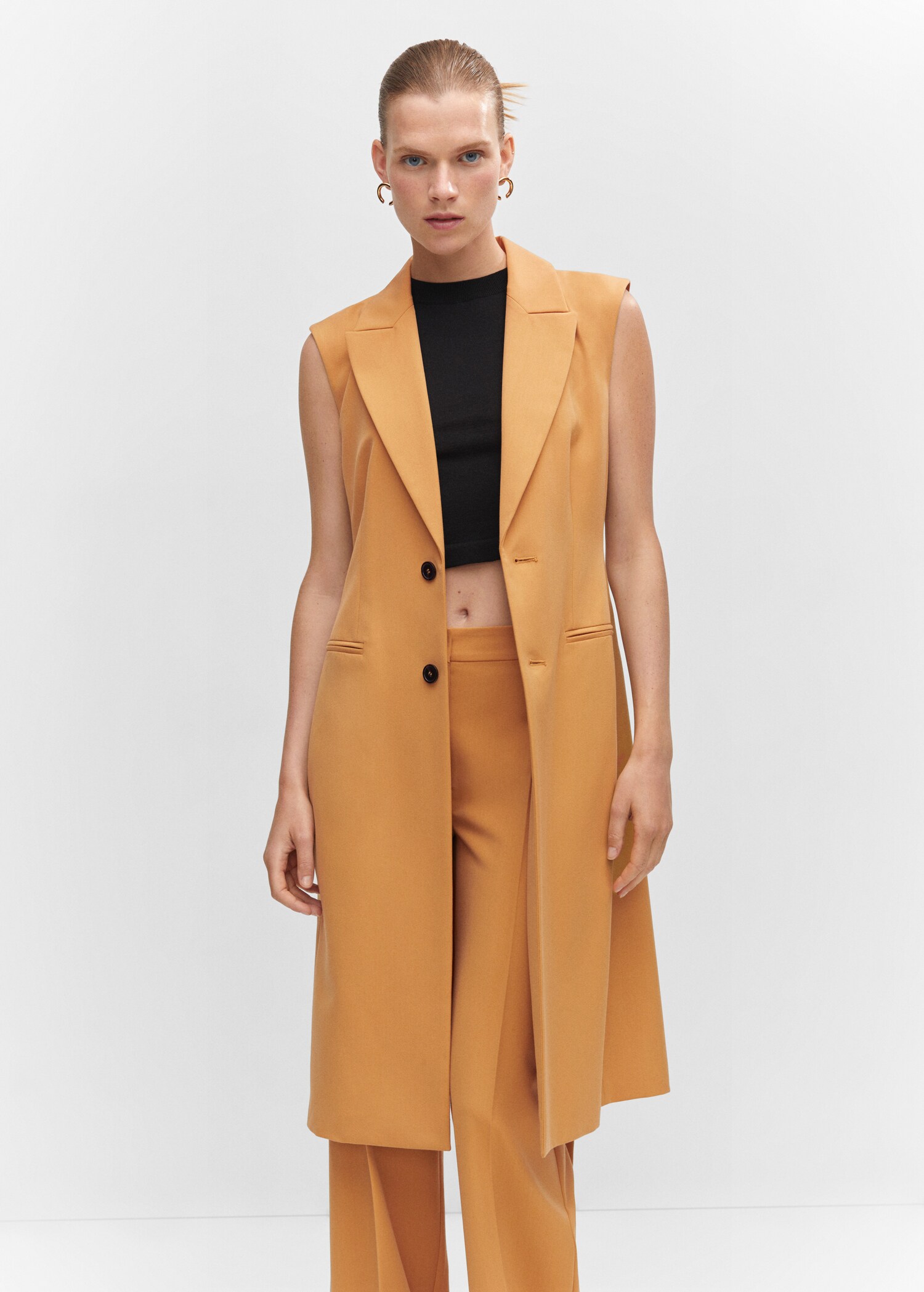 Long gilet with bow - Medium plane